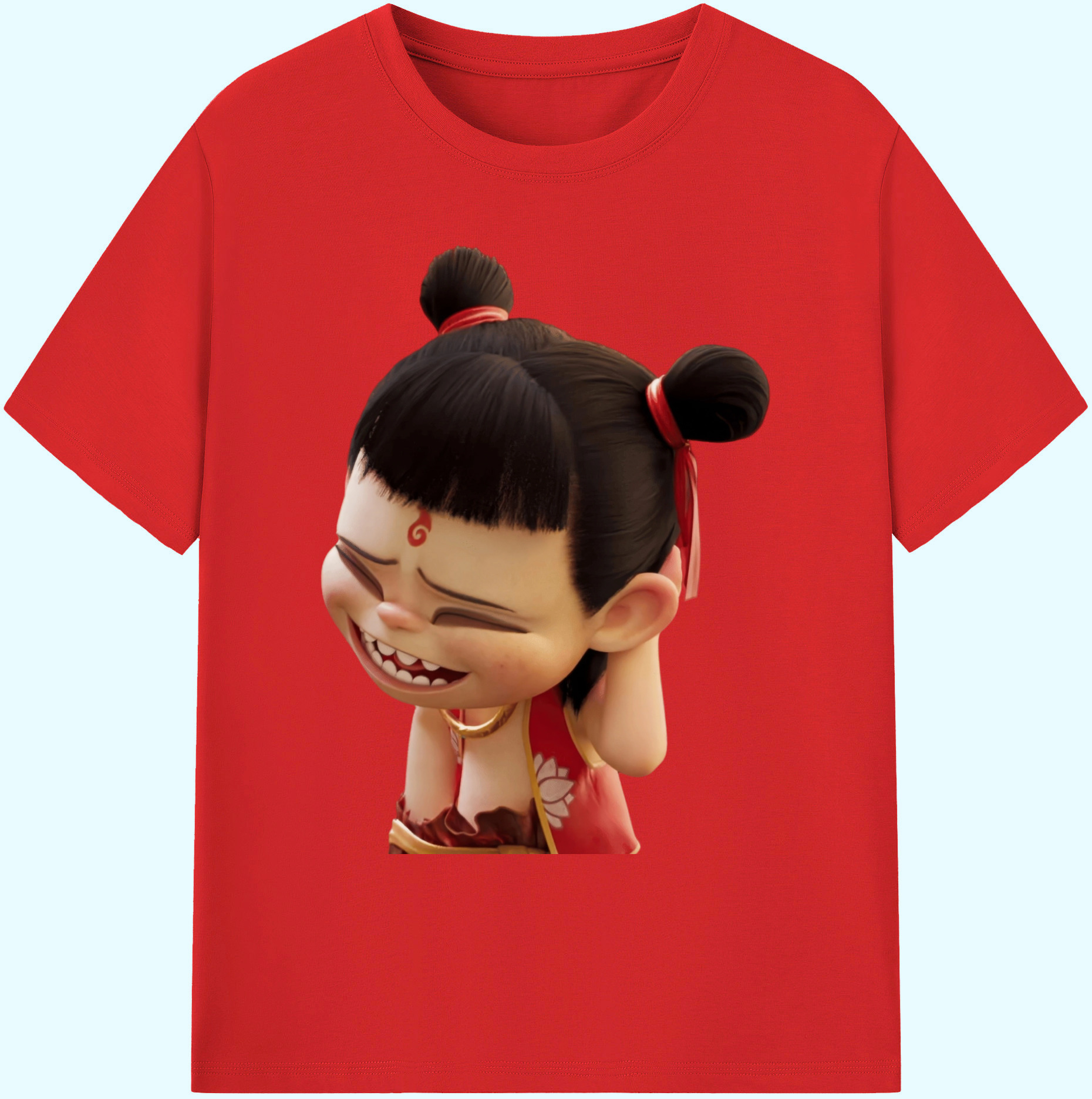 （画像用） Ne Zha 2 ナタ 魔童の大暴れ 綿100％ メンズ半袖Tシャツ｜肌触りやわらか＆通気性