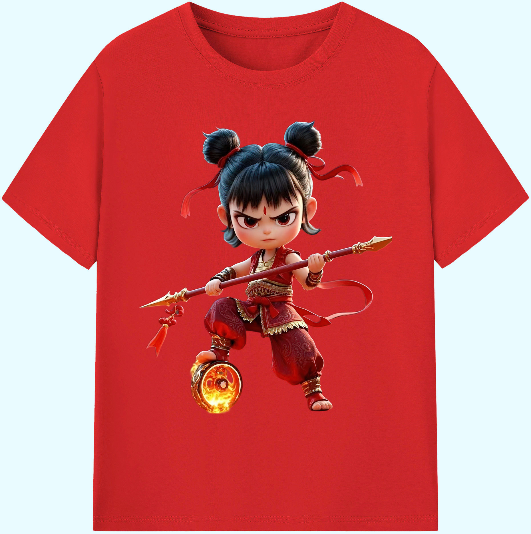 （画像用） Ne Zha 2 ナタ 魔童の大暴れ 綿100％ メンズ半袖Tシャツ｜肌触りやわらか＆通気性