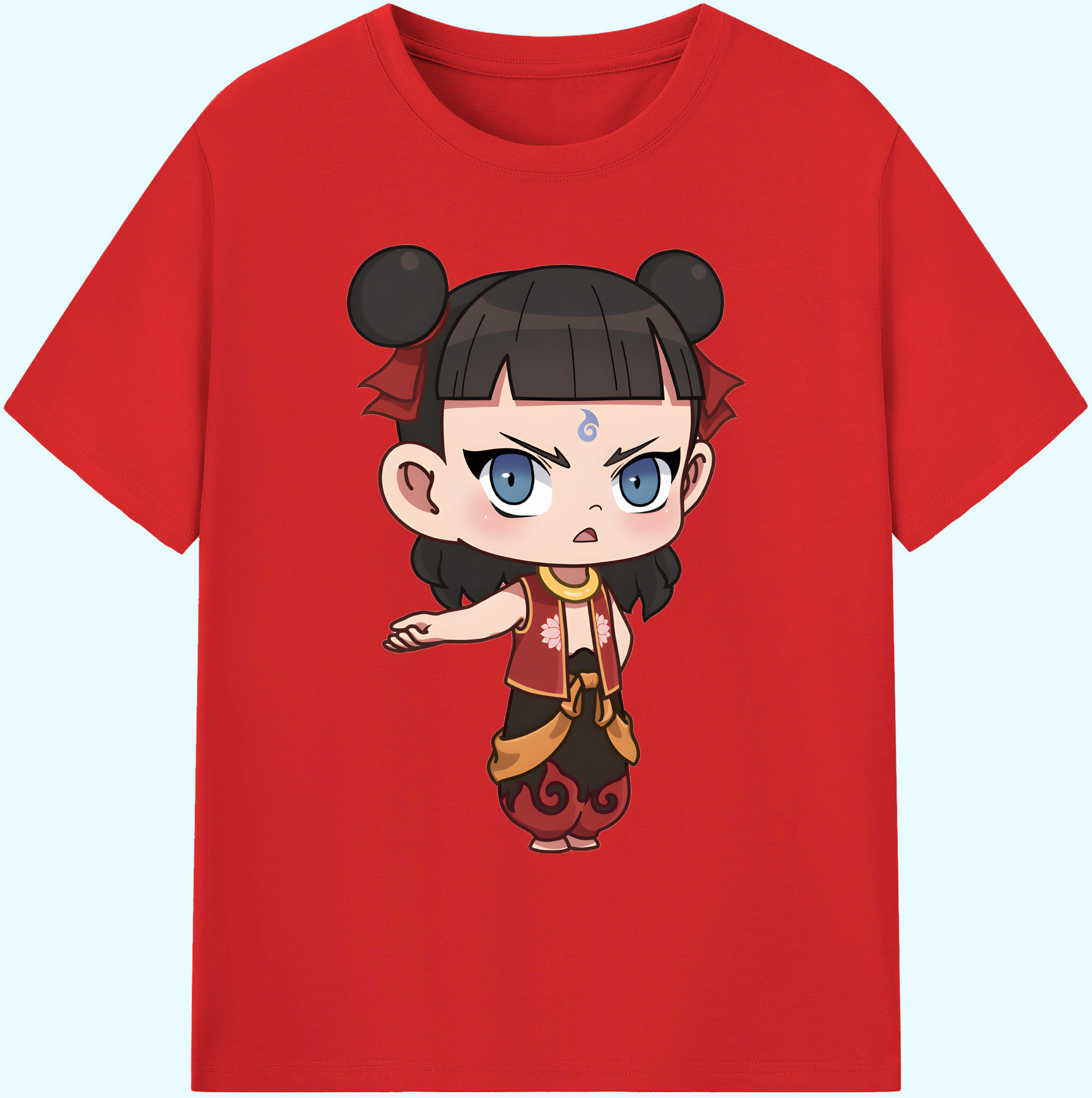 （画像用） Ne Zha 2 ナタ 魔童の大暴れ 綿100％ メンズ半袖Tシャツ｜肌触りやわらか＆通気性