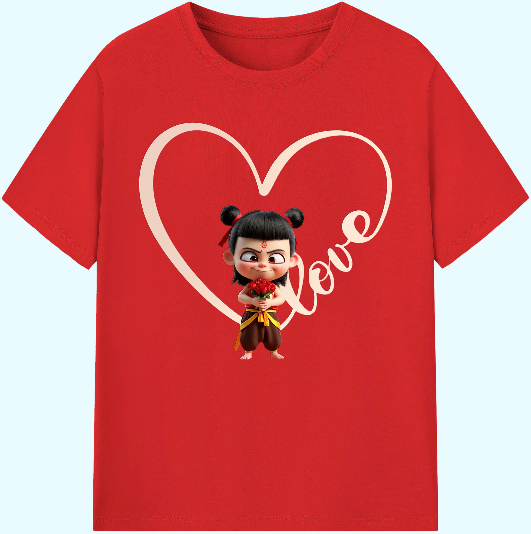 （画像用） Ne Zha 2 ナタ 魔童の大暴れ 綿100％ メンズ半袖Tシャツ｜肌触りやわらか＆通気性