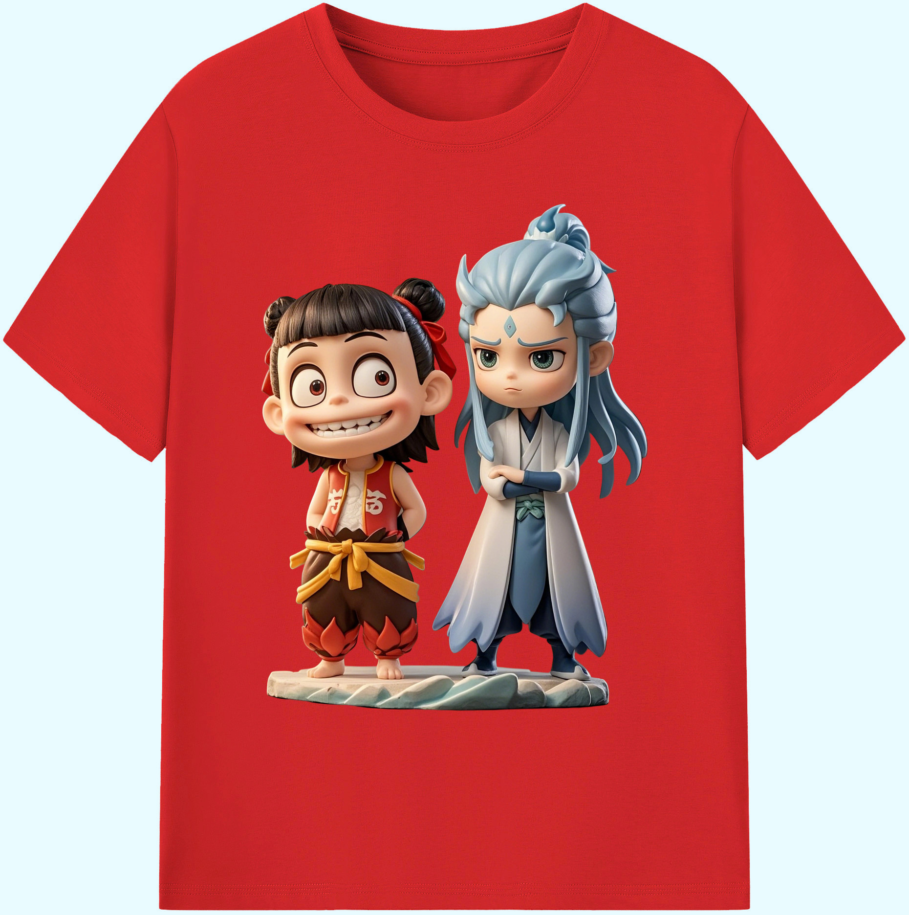 （画像用） Ne Zha 2 ナタ 魔童の大暴れ 綿100％ メンズ半袖Tシャツ｜肌触りやわらか＆通気性
