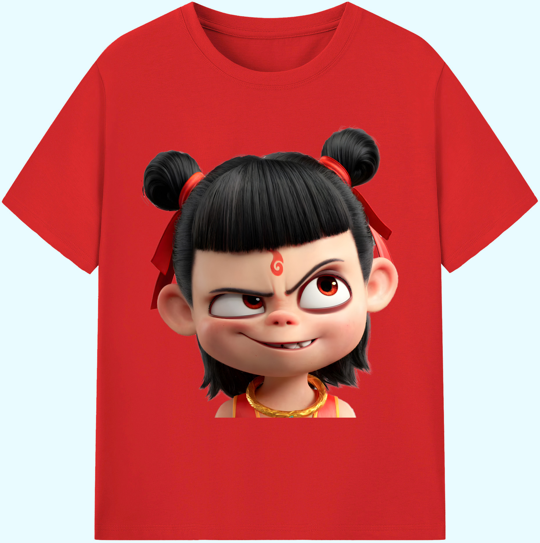 （画像用） Ne Zha 2 ナタ 魔童の大暴れ 綿100％ メンズ半袖Tシャツ｜肌触りやわらか＆通気性