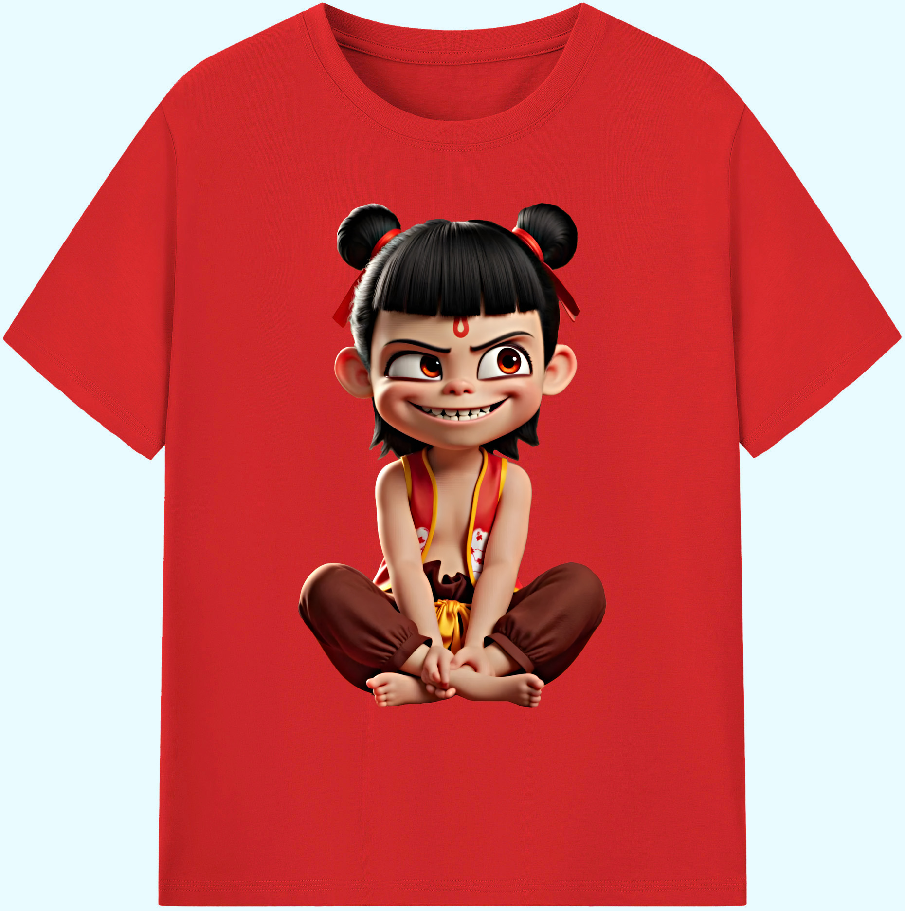 （画像用） Ne Zha 2 ナタ 魔童の大暴れ 綿100％ メンズ半袖Tシャツ｜肌触りやわらか＆通気性