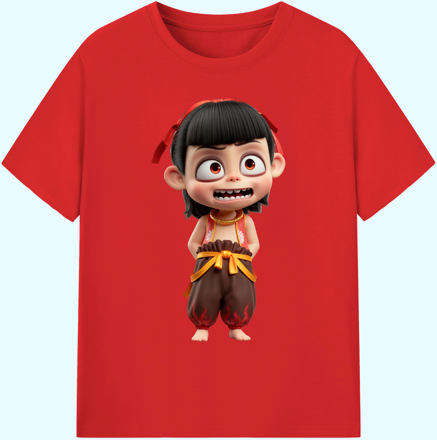 （画像用） Ne Zha 2 ナタ 魔童の大暴れ 綿100％ メンズ半袖Tシャツ｜肌触りやわらか＆通気性