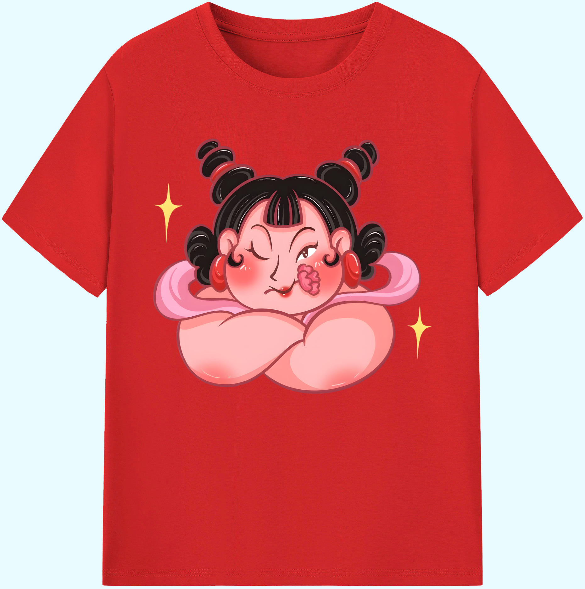 （画像用） Ne Zha 2 ナタ 魔童の大暴れ 綿100％ メンズ半袖Tシャツ｜肌触りやわらか＆通気性