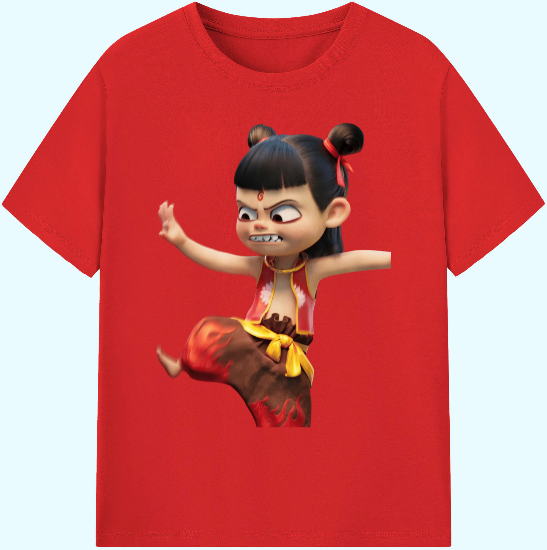 （画像用） Ne Zha 2 ナタ 魔童の大暴れ 綿100％ メンズ半袖Tシャツ｜肌触りやわらか＆通気性
