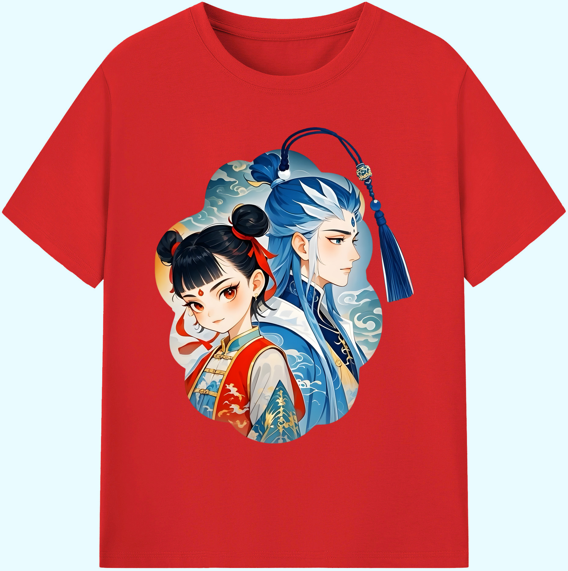 （画像用） Ne Zha 2 ナタ 魔童の大暴れ 綿100％ メンズ半袖Tシャツ｜肌触りやわらか＆通気性