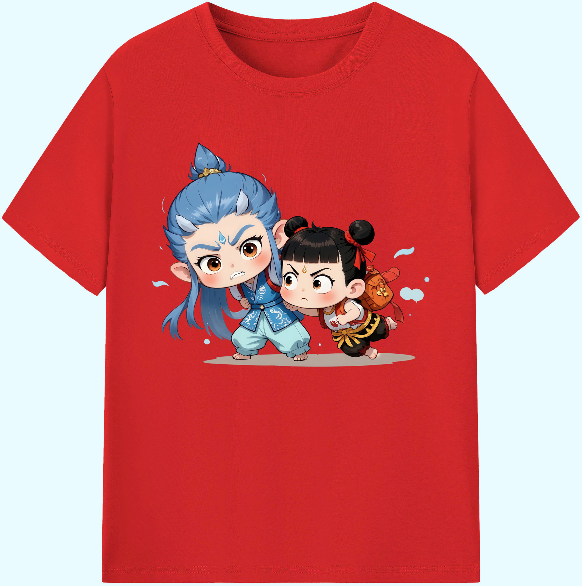 （画像用） Ne Zha 2 ナタ 魔童の大暴れ 綿100％ メンズ半袖Tシャツ｜肌触りやわらか＆通気性