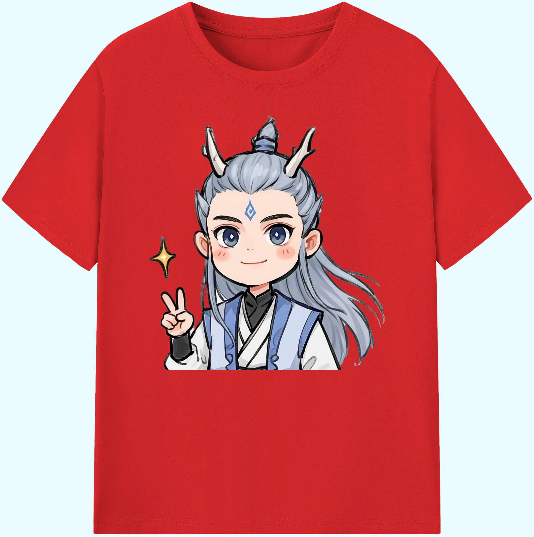 （画像用） Ne Zha 2 ナタ 魔童の大暴れ 綿100％ メンズ半袖Tシャツ｜肌触りやわらか＆通気性