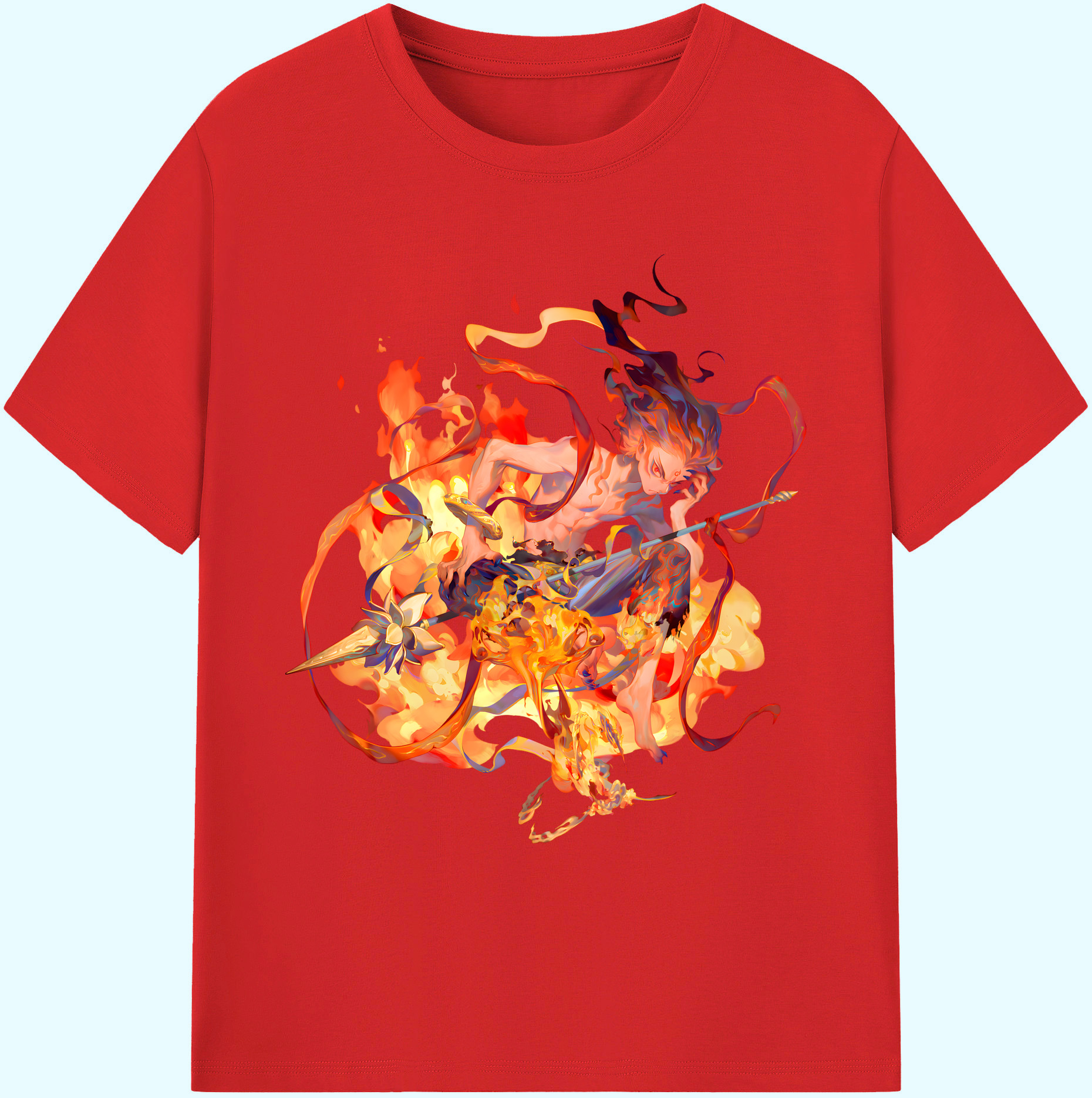 （画像用） Ne Zha 2 ナタ 魔童の大暴れ 綿100％ メンズ半袖Tシャツ｜肌触りやわらか＆通気性