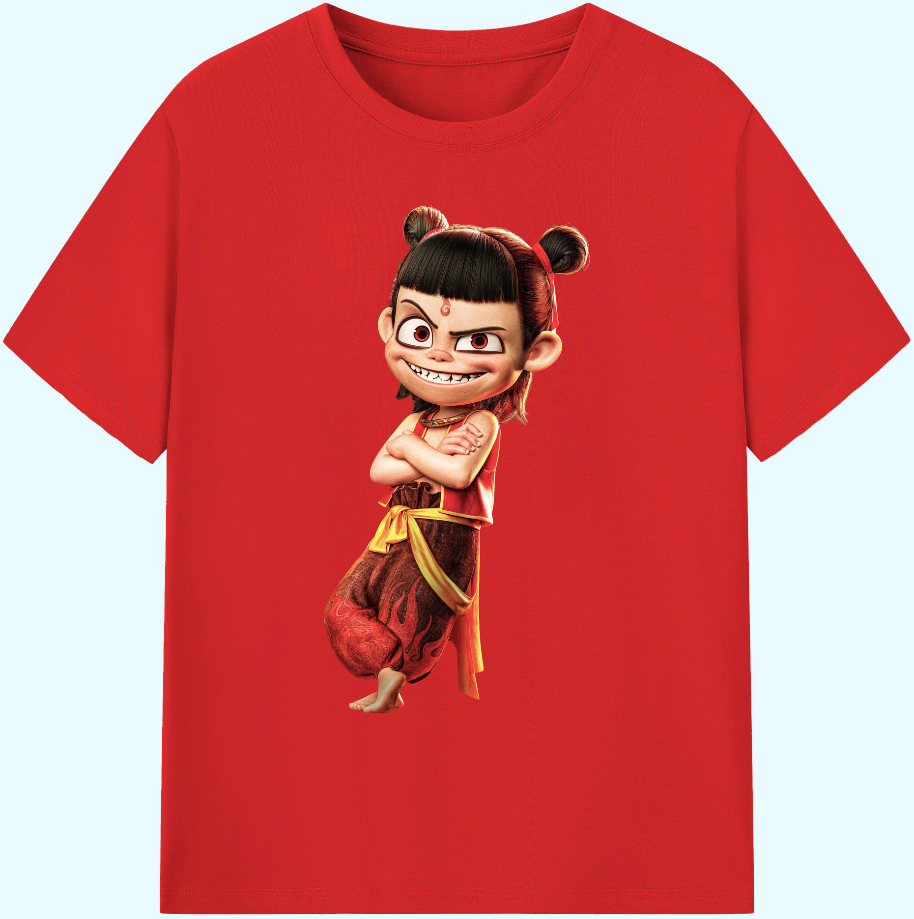 （画像用） Ne Zha 2 ナタ 魔童の大暴れ 綿100％ メンズ半袖Tシャツ｜肌触りやわらか＆通気性