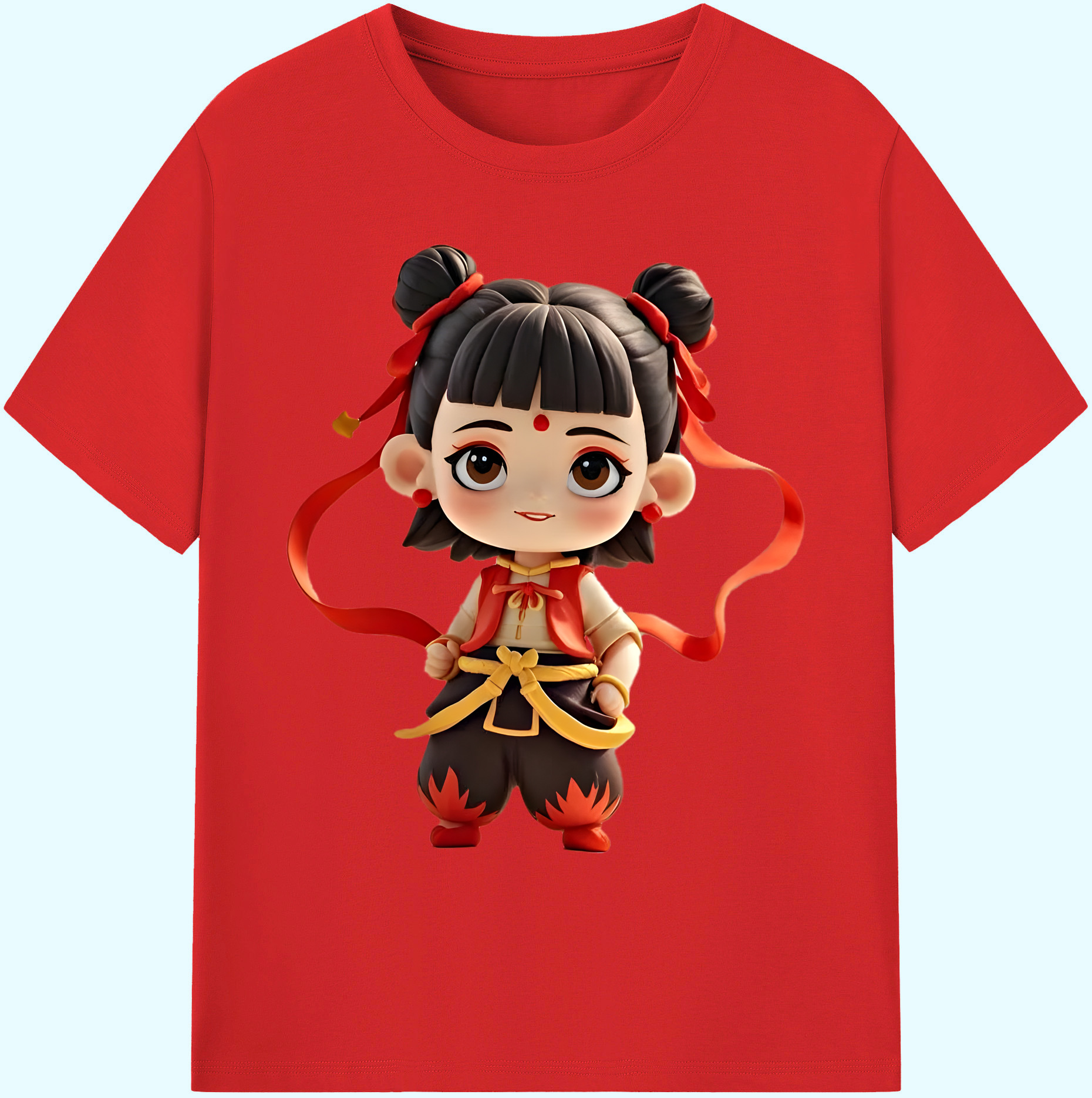 （画像用） Ne Zha 2 ナタ 魔童の大暴れ 綿100％ メンズ半袖Tシャツ｜肌触りやわらか＆通気性