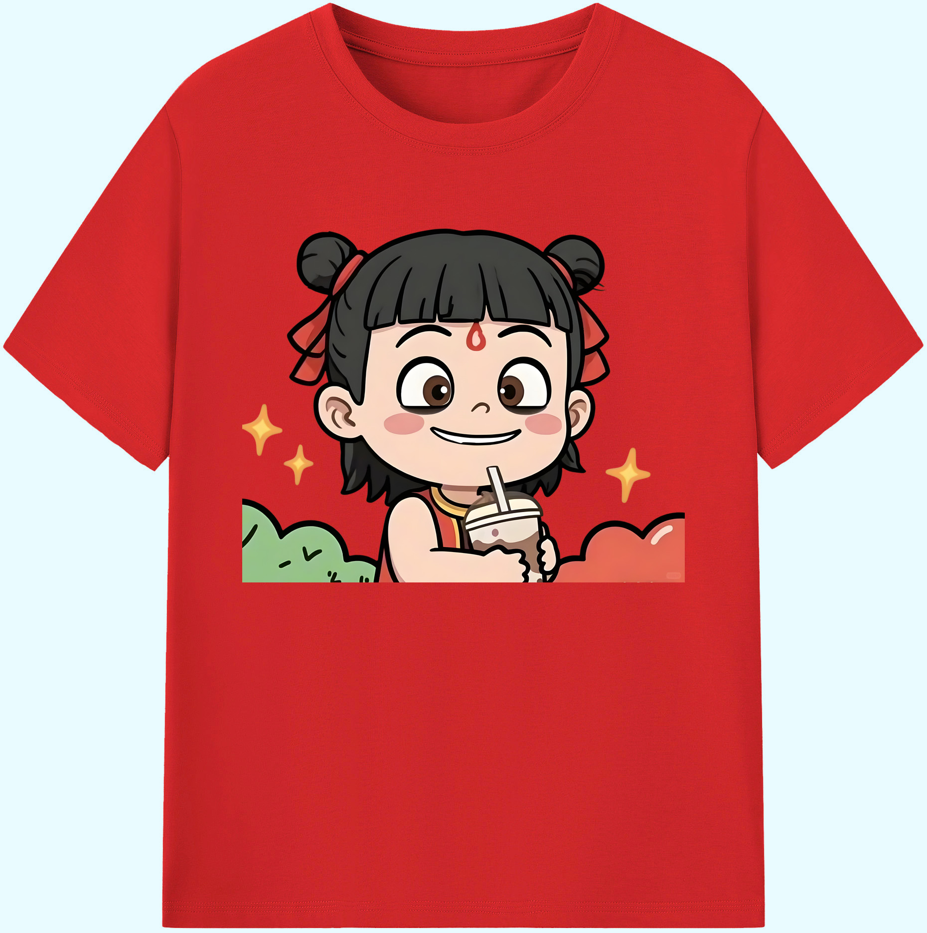 （画像用） Ne Zha 2 ナタ 魔童の大暴れ 綿100％ メンズ半袖Tシャツ｜肌触りやわらか＆通気性