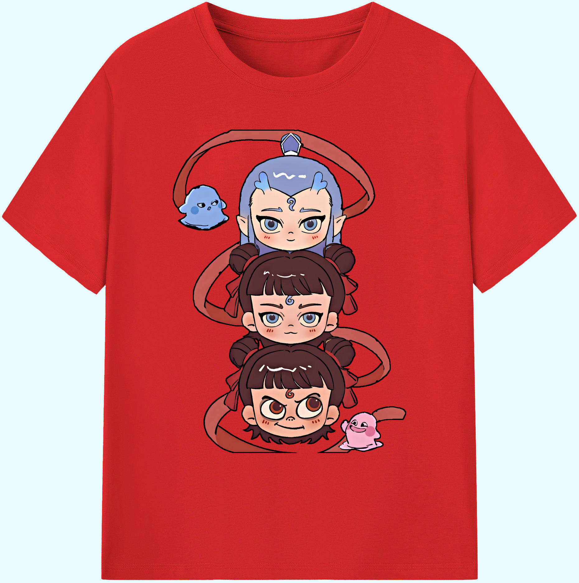 （画像用） Ne Zha 2 ナタ 魔童の大暴れ 綿100％ メンズ半袖Tシャツ｜肌触りやわらか＆通気性