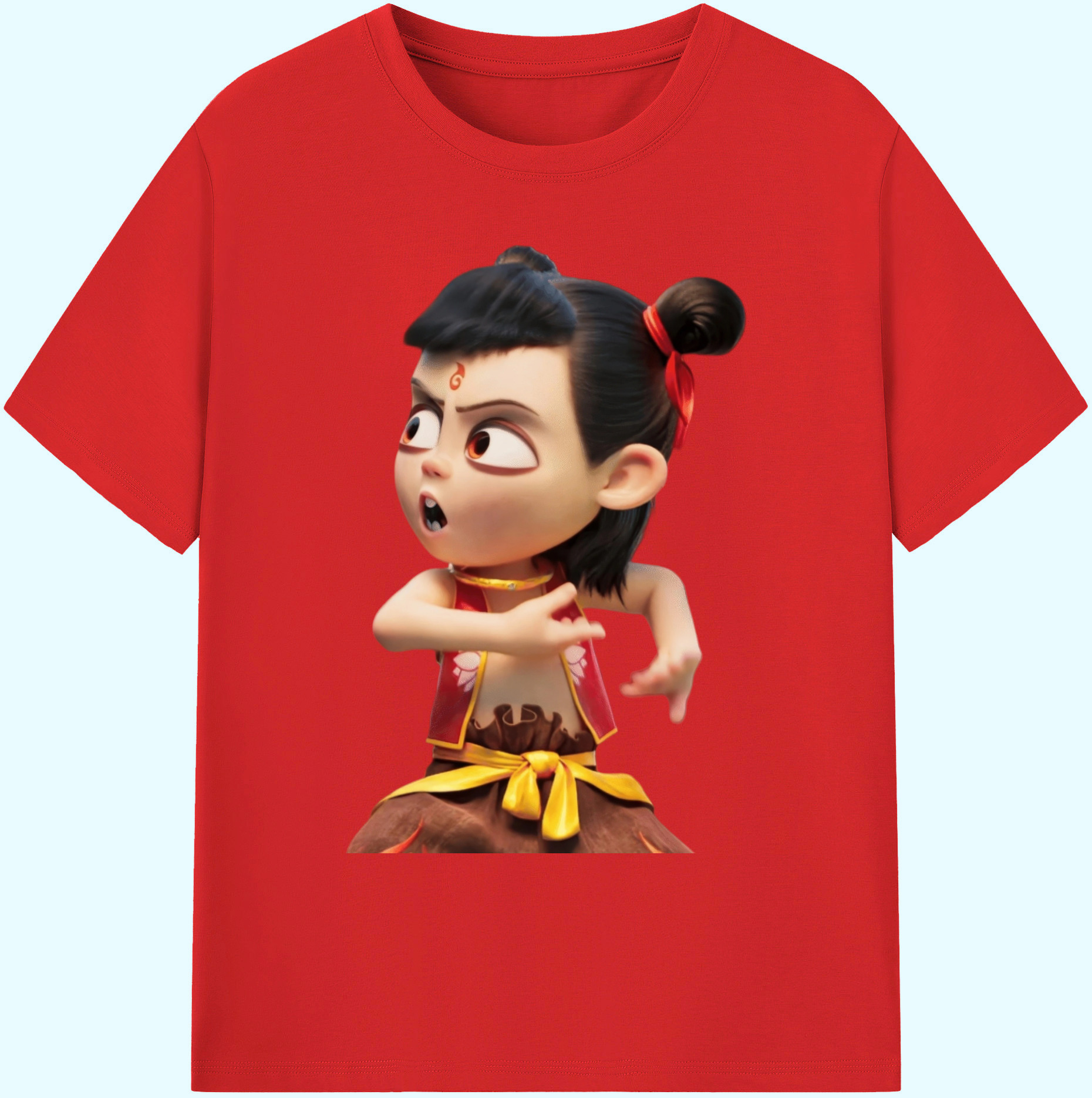 （画像用） Ne Zha 2 ナタ 魔童の大暴れ 綿100％ メンズ半袖Tシャツ｜肌触りやわらか＆通気性