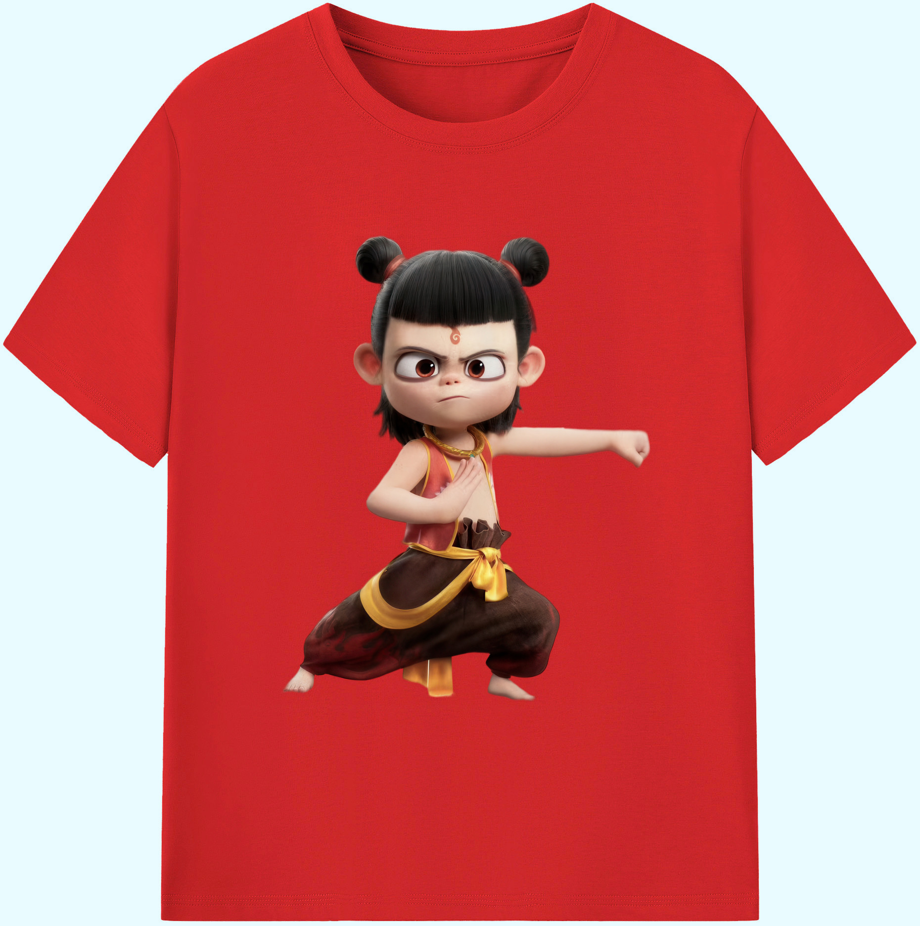 （画像用） Ne Zha 2 ナタ 魔童の大暴れ 綿100％ メンズ半袖Tシャツ｜肌触りやわらか＆通気性