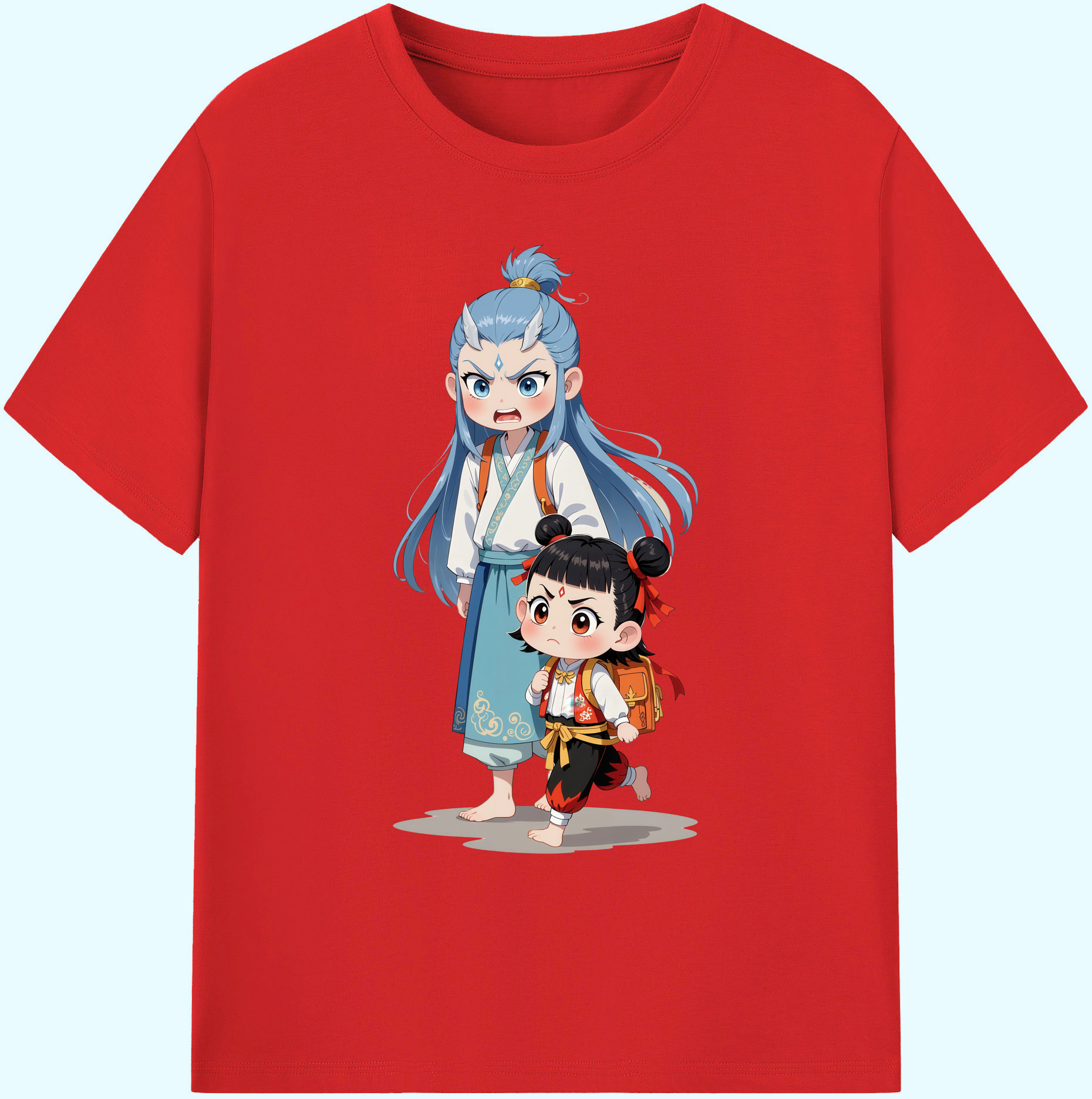 （画像用） Ne Zha 2 ナタ 魔童の大暴れ 綿100％ メンズ半袖Tシャツ｜肌触りやわらか＆通気性