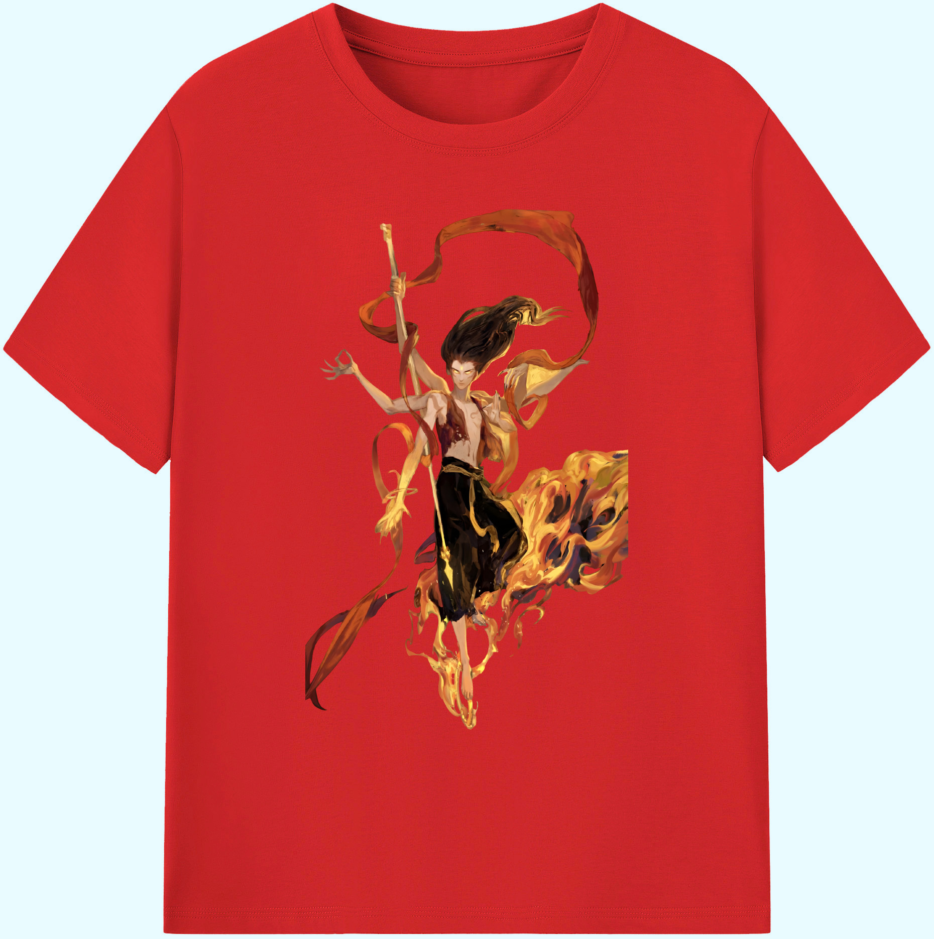（画像用） Ne Zha 2 ナタ 魔童の大暴れ 綿100％ メンズ半袖Tシャツ｜肌触りやわらか＆通気性