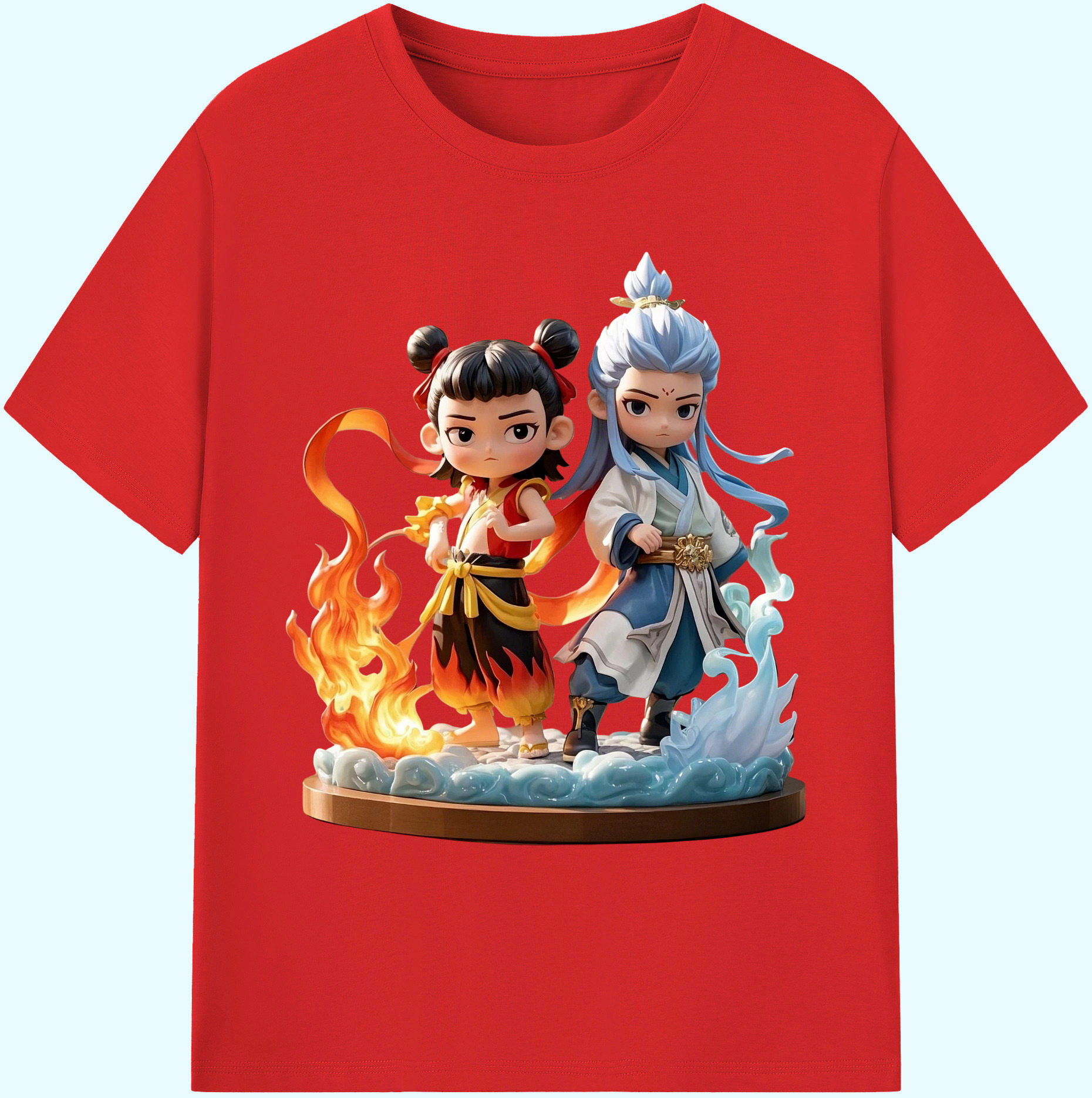 （画像用） Ne Zha 2 ナタ 魔童の大暴れ 綿100％ メンズ半袖Tシャツ｜肌触りやわらか＆通気性