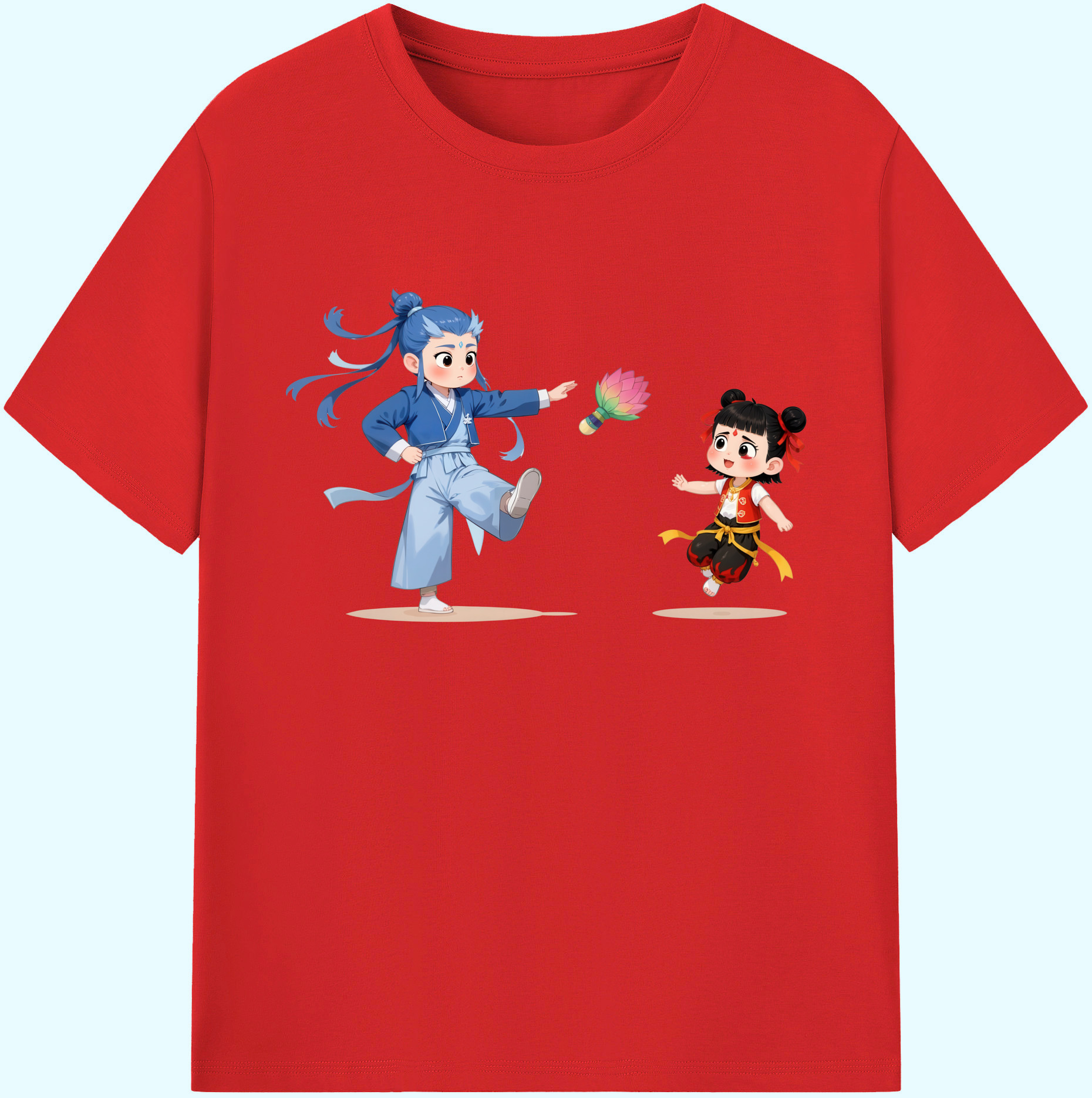 （画像用） Ne Zha 2 ナタ 魔童の大暴れ 綿100％ メンズ半袖Tシャツ｜肌触りやわらか＆通気性
