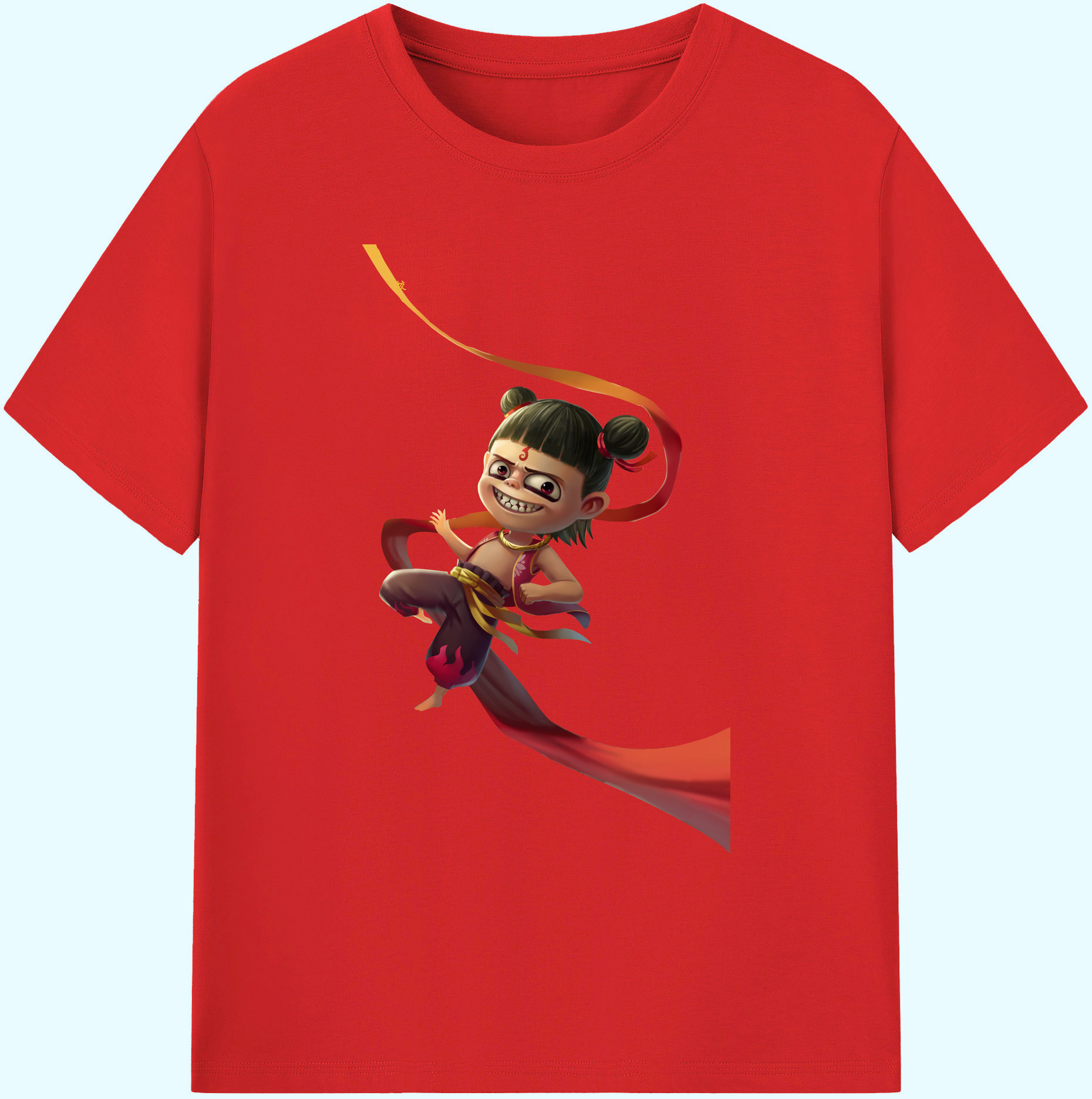 （画像用） Ne Zha 2 ナタ 魔童の大暴れ 綿100％ メンズ半袖Tシャツ｜肌触りやわらか＆通気性