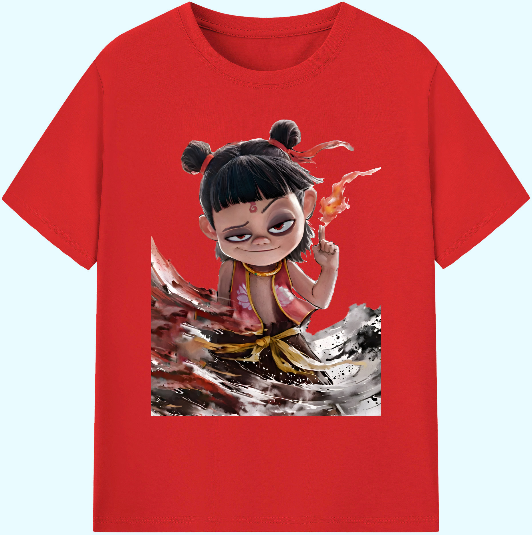 （画像用） Ne Zha 2 ナタ 魔童の大暴れ 綿100％ メンズ半袖Tシャツ｜肌触りやわらか＆通気性
