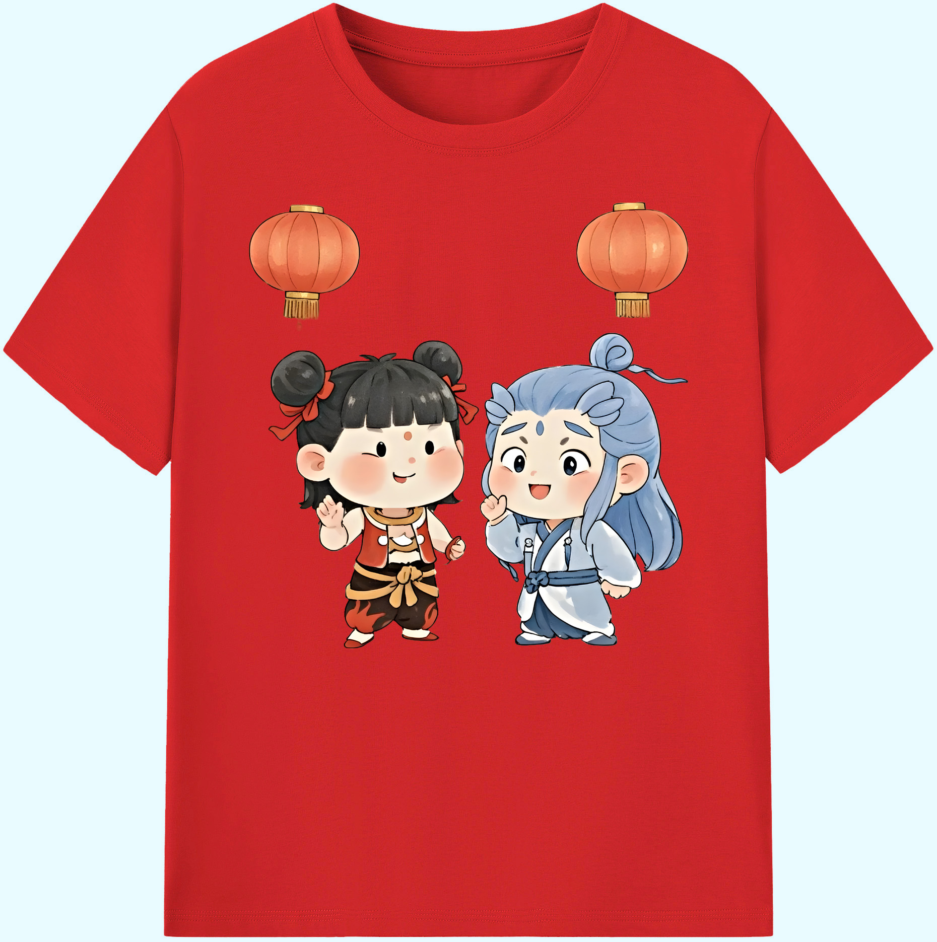 （画像用） Ne Zha 2 ナタ 魔童の大暴れ 綿100％ メンズ半袖Tシャツ｜肌触りやわらか＆通気性