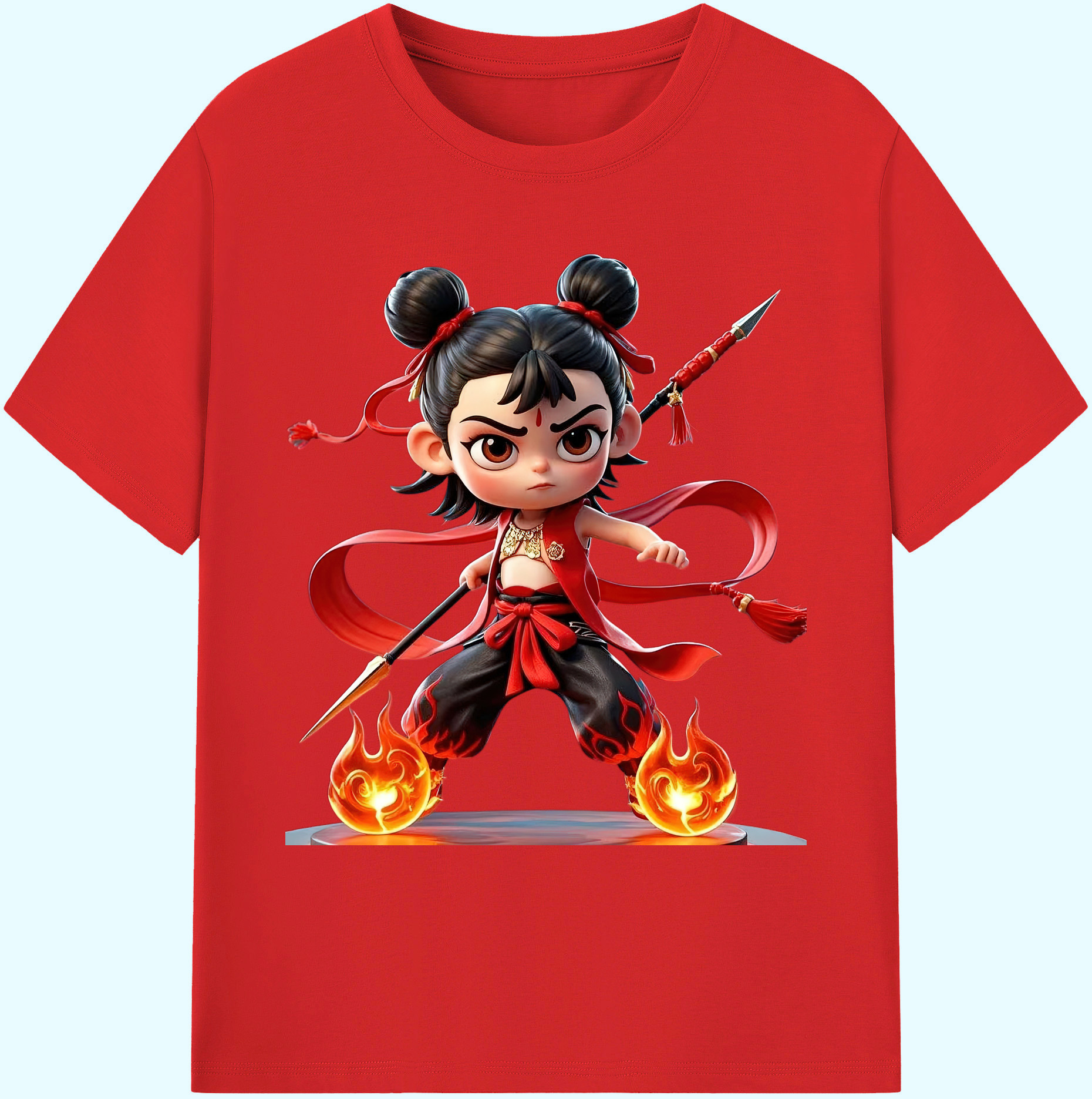 （画像用） Ne Zha 2 ナタ 魔童の大暴れ 綿100％ メンズ半袖Tシャツ｜肌触りやわらか＆通気性