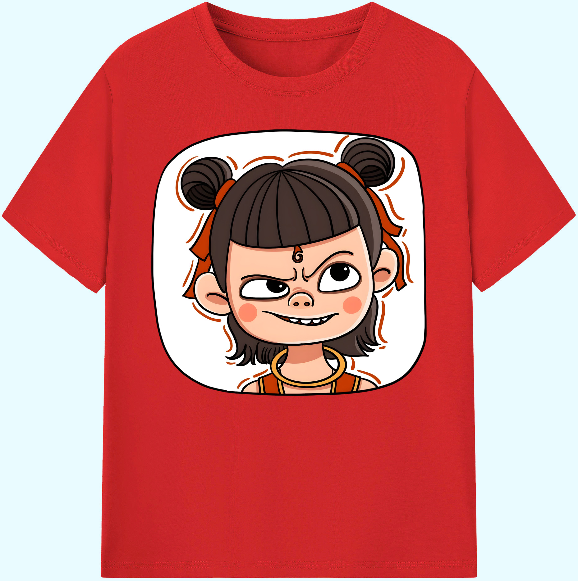 （画像用） Ne Zha 2 ナタ 魔童の大暴れ 綿100％ メンズ半袖Tシャツ｜肌触りやわらか＆通気性