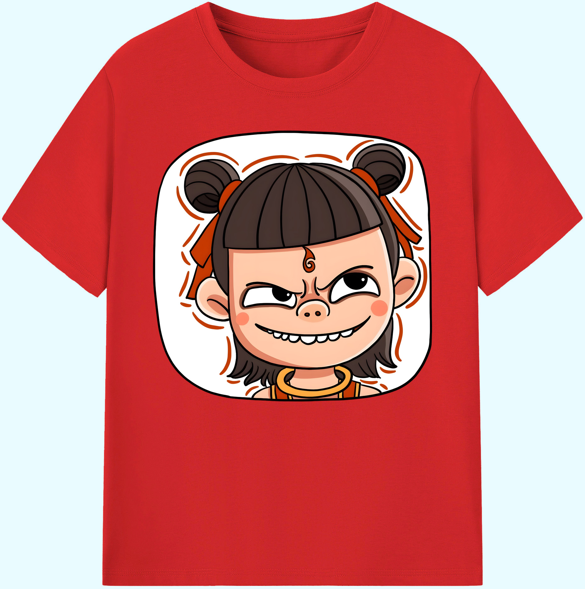 （画像用） Ne Zha 2 ナタ 魔童の大暴れ 綿100％ メンズ半袖Tシャツ｜肌触りやわらか＆通気性