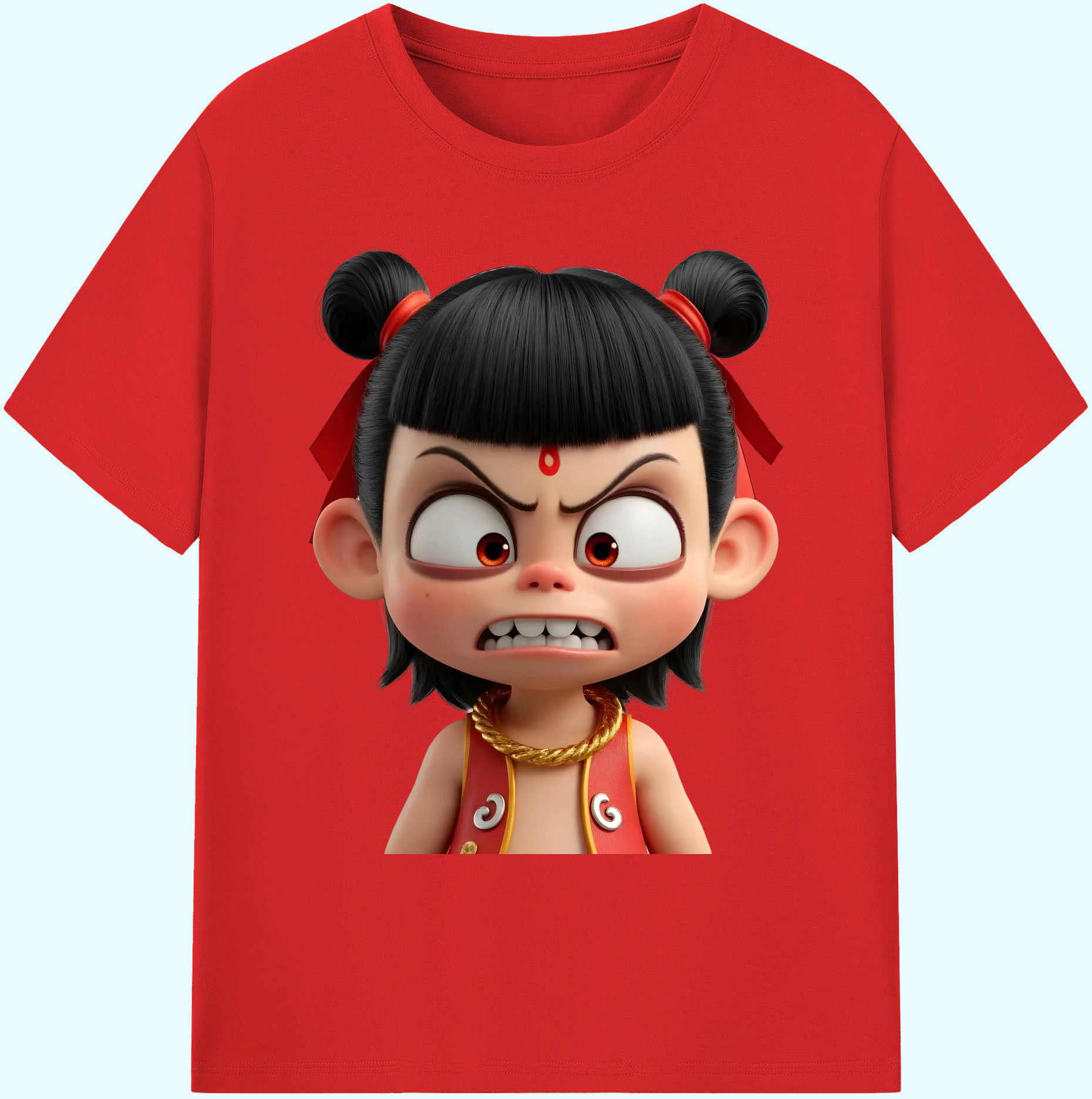 （画像用） Ne Zha 2 ナタ 魔童の大暴れ 綿100％ メンズ半袖Tシャツ｜肌触りやわらか＆通気性