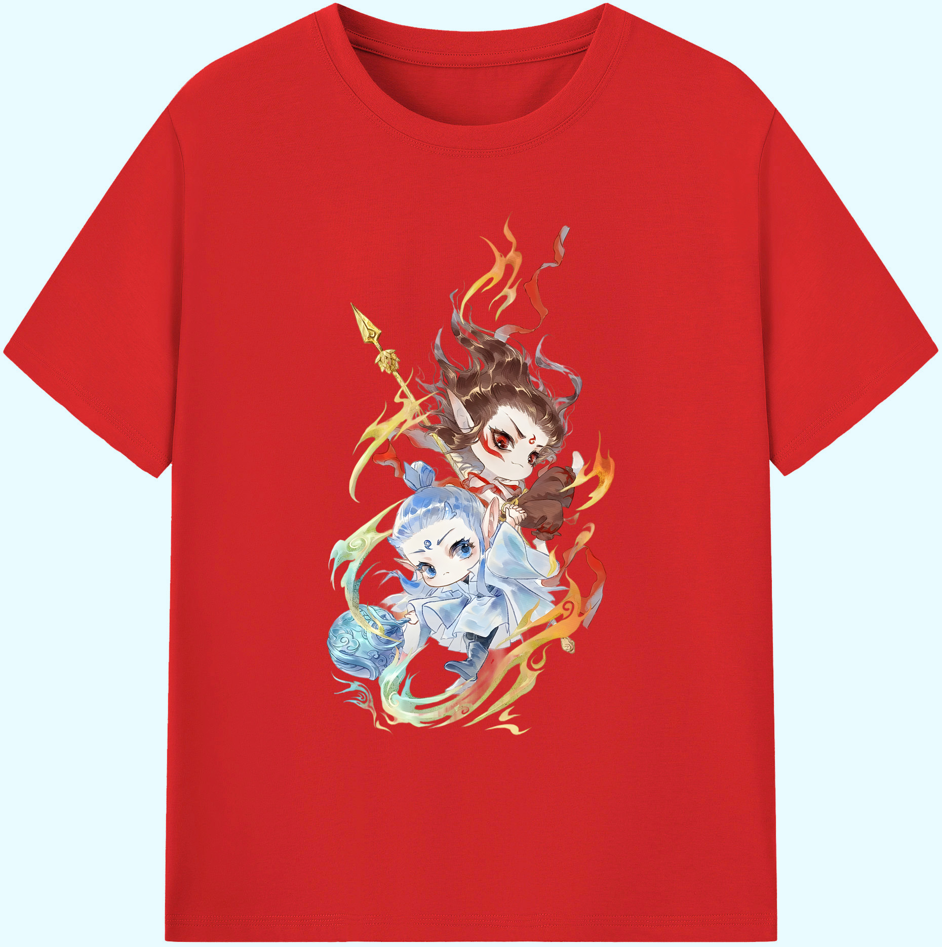 （画像用） Ne Zha 2 ナタ 魔童の大暴れ 綿100％ メンズ半袖Tシャツ｜肌触りやわらか＆通気性