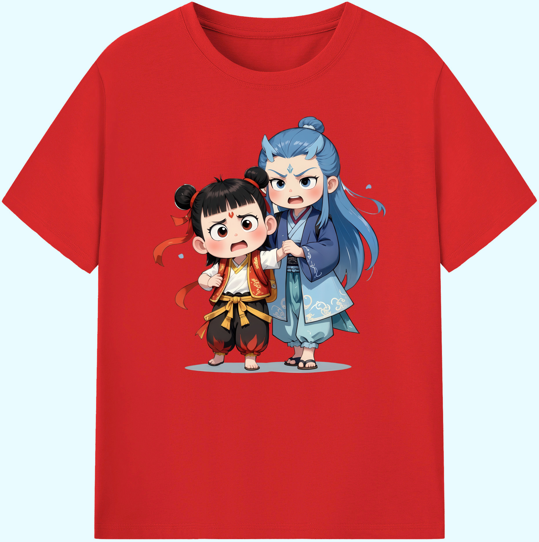 （画像用） Ne Zha 2 ナタ 魔童の大暴れ 綿100％ メンズ半袖Tシャツ｜肌触りやわらか＆通気性