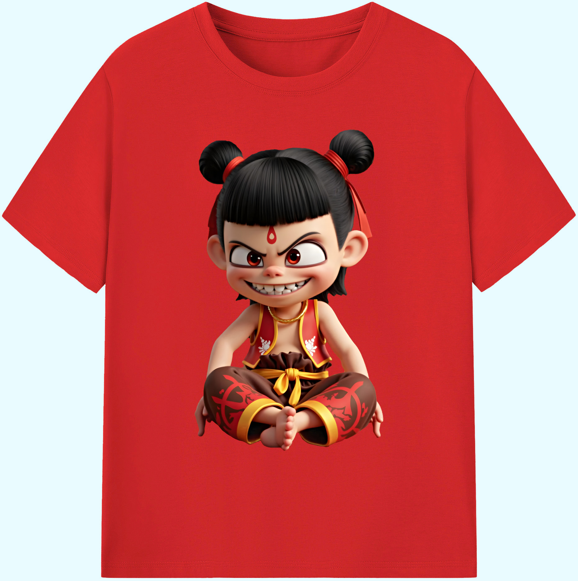 （画像用） Ne Zha 2 ナタ 魔童の大暴れ 綿100％ メンズ半袖Tシャツ｜肌触りやわらか＆通気性