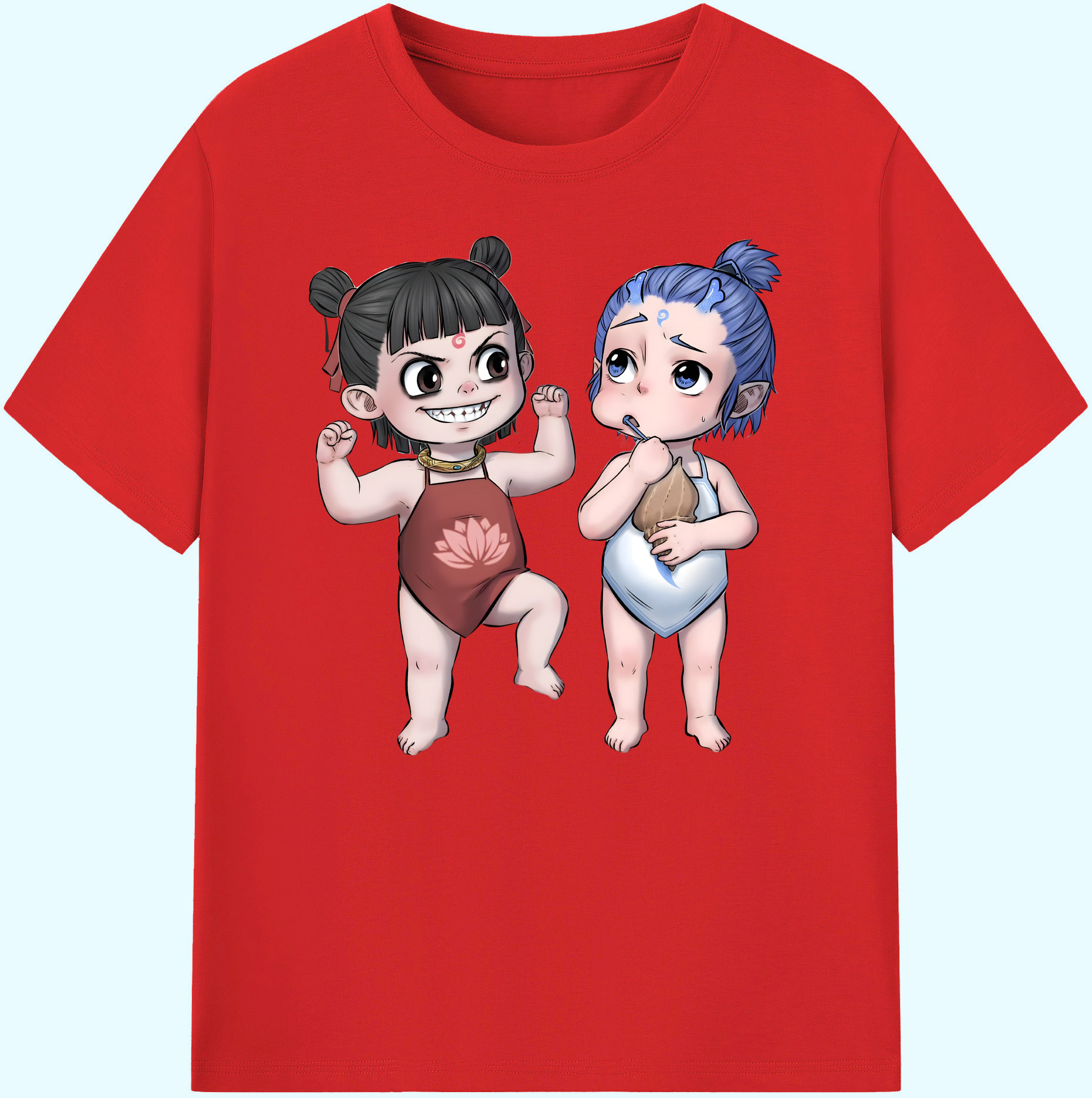 （画像用） Ne Zha 2 ナタ 魔童の大暴れ 綿100％ メンズ半袖Tシャツ｜肌触りやわらか＆通気性