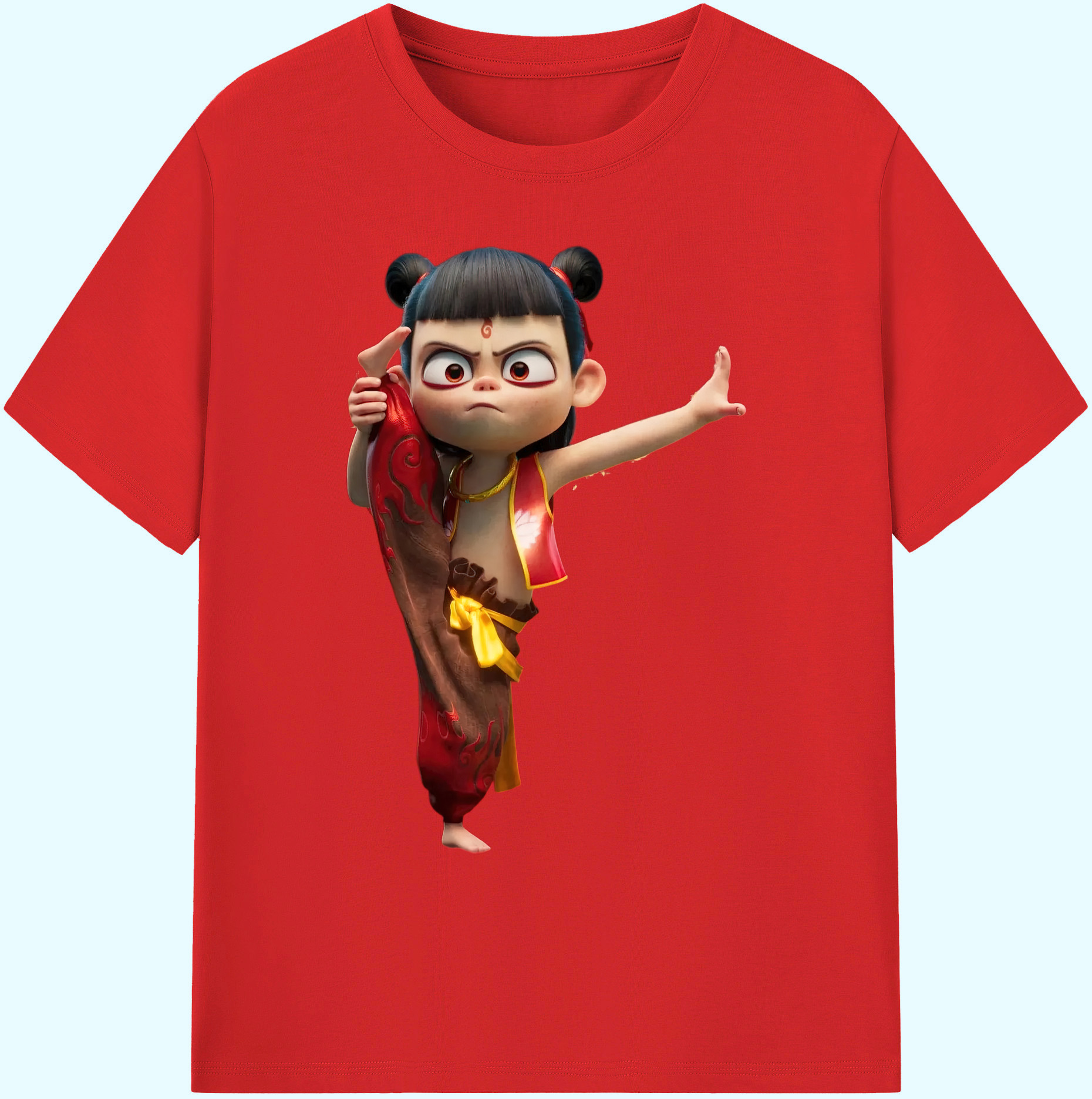 （画像用） Ne Zha 2 ナタ 魔童の大暴れ 綿100％ メンズ半袖Tシャツ｜肌触りやわらか＆通気性