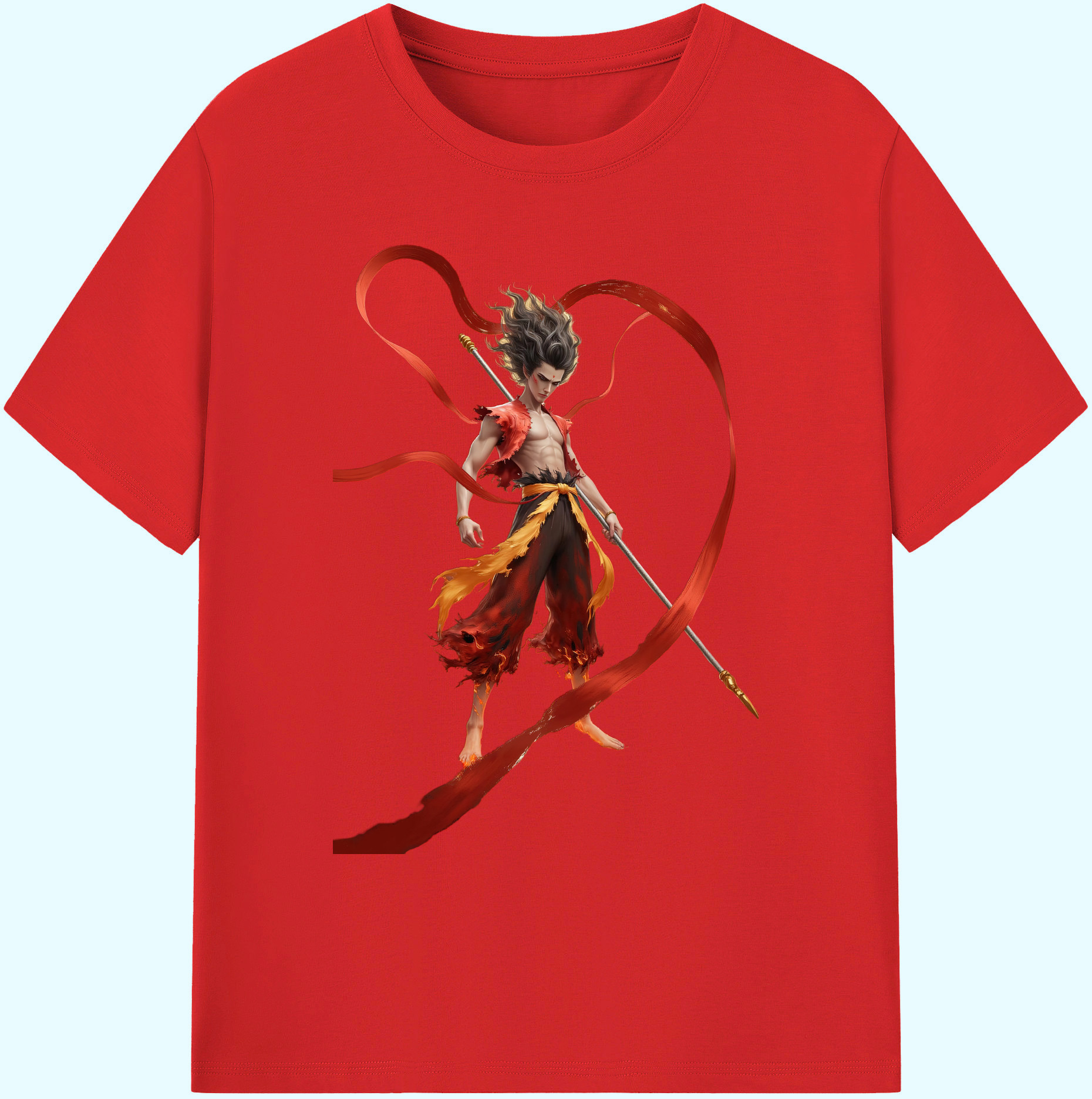 （画像用） Ne Zha 2 ナタ 魔童の大暴れ 綿100％ メンズ半袖Tシャツ｜肌触りやわらか＆通気性
