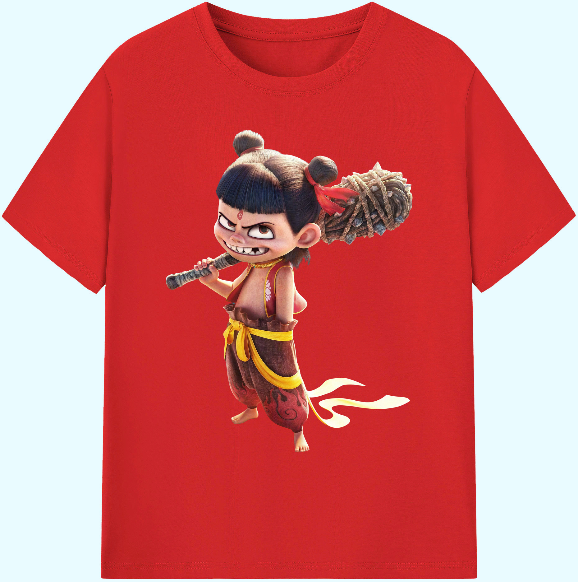 （画像用） Ne Zha 2 ナタ 魔童の大暴れ 綿100％ メンズ半袖Tシャツ｜肌触りやわらか＆通気性