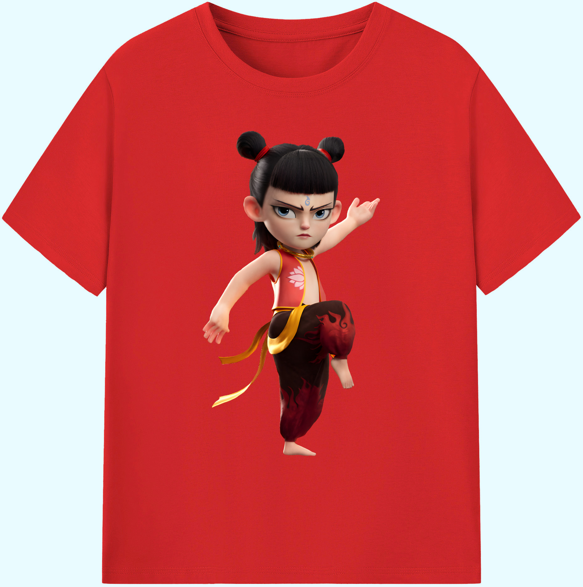（画像用） Ne Zha 2 ナタ 魔童の大暴れ 綿100％ メンズ半袖Tシャツ｜肌触りやわらか＆通気性