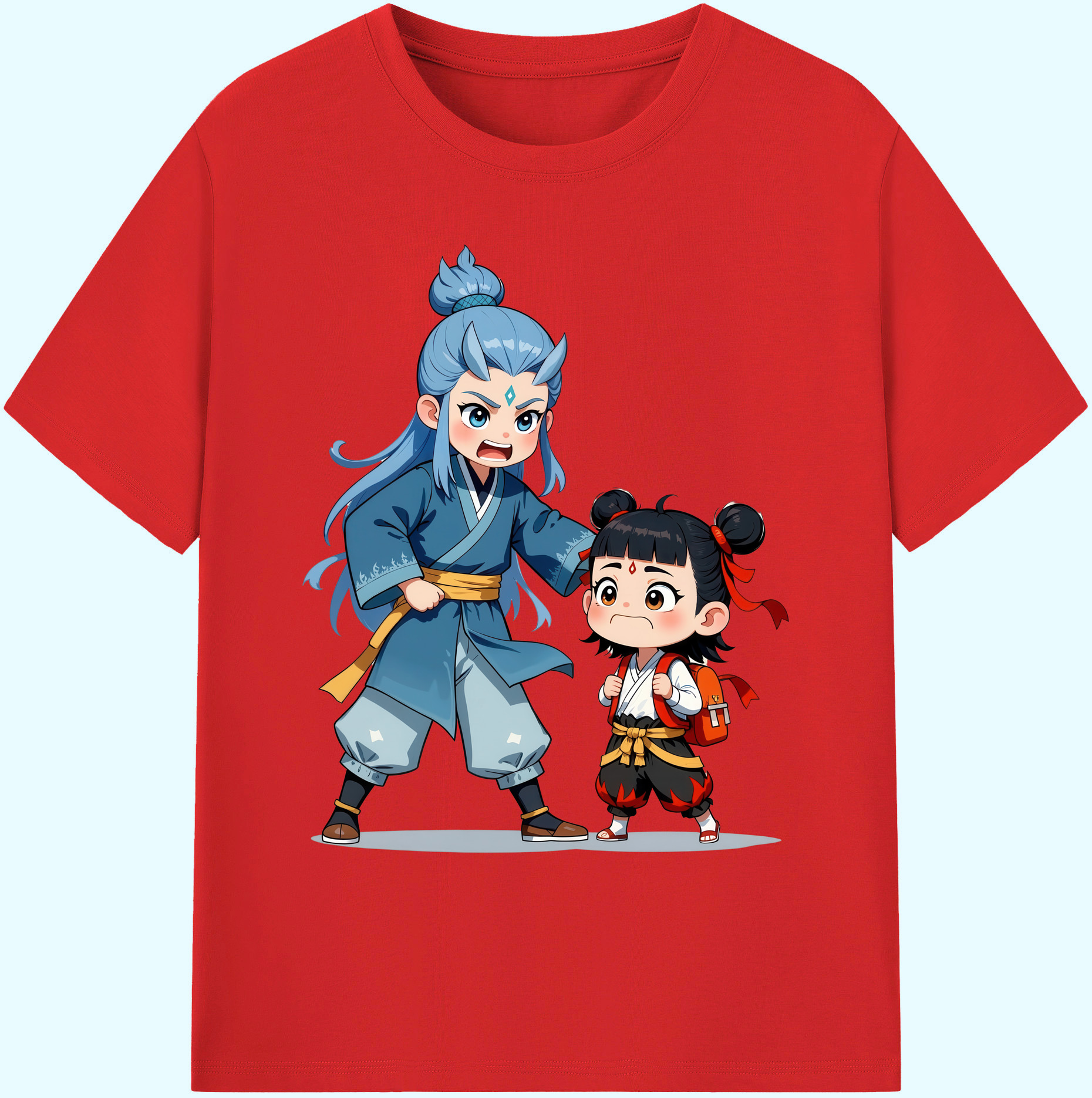 （画像用） Ne Zha 2 ナタ 魔童の大暴れ 綿100％ メンズ半袖Tシャツ｜肌触りやわらか＆通気性