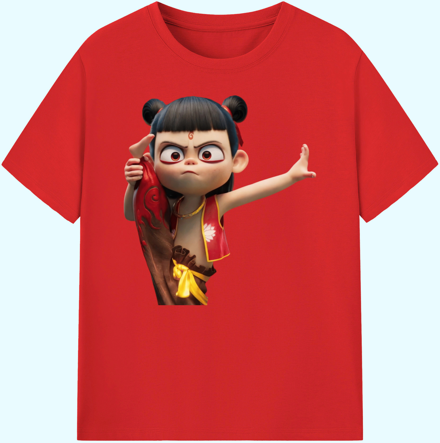 （画像用） Ne Zha 2 ナタ 魔童の大暴れ 綿100％ メンズ半袖Tシャツ｜肌触りやわらか＆通気性