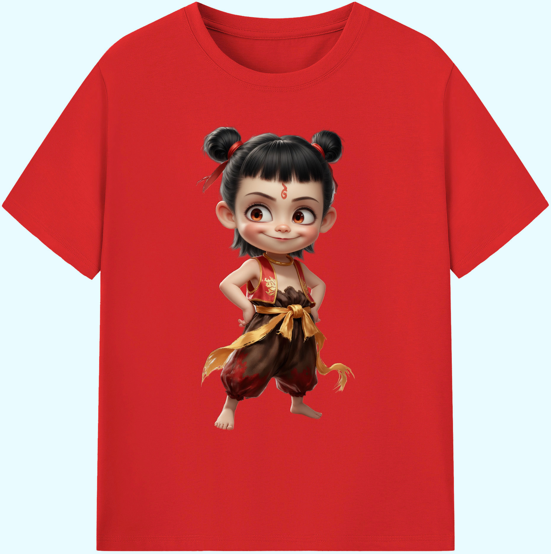 （画像用） Ne Zha 2 ナタ 魔童の大暴れ 綿100％ メンズ半袖Tシャツ｜肌触りやわらか＆通気性