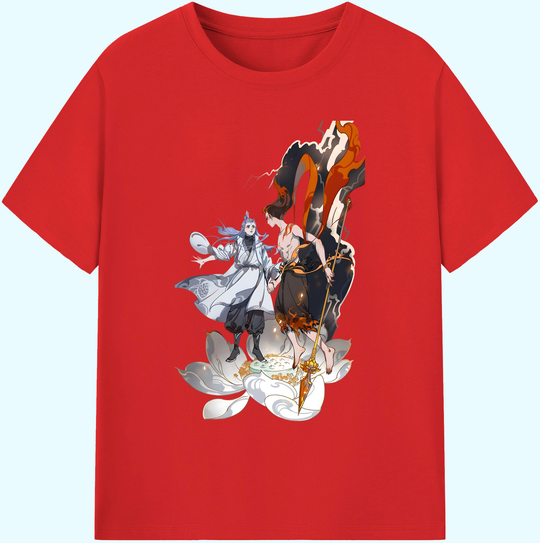 （画像用） Ne Zha 2 ナタ 魔童の大暴れ 綿100％ メンズ半袖Tシャツ｜肌触りやわらか＆通気性