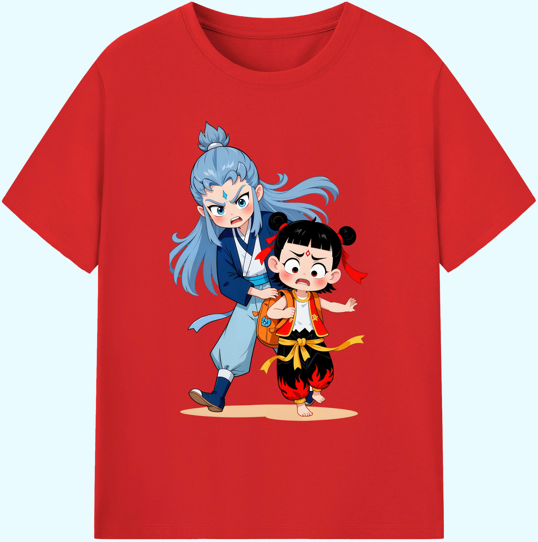 （画像用） Ne Zha 2 ナタ 魔童の大暴れ 綿100％ メンズ半袖Tシャツ｜肌触りやわらか＆通気性