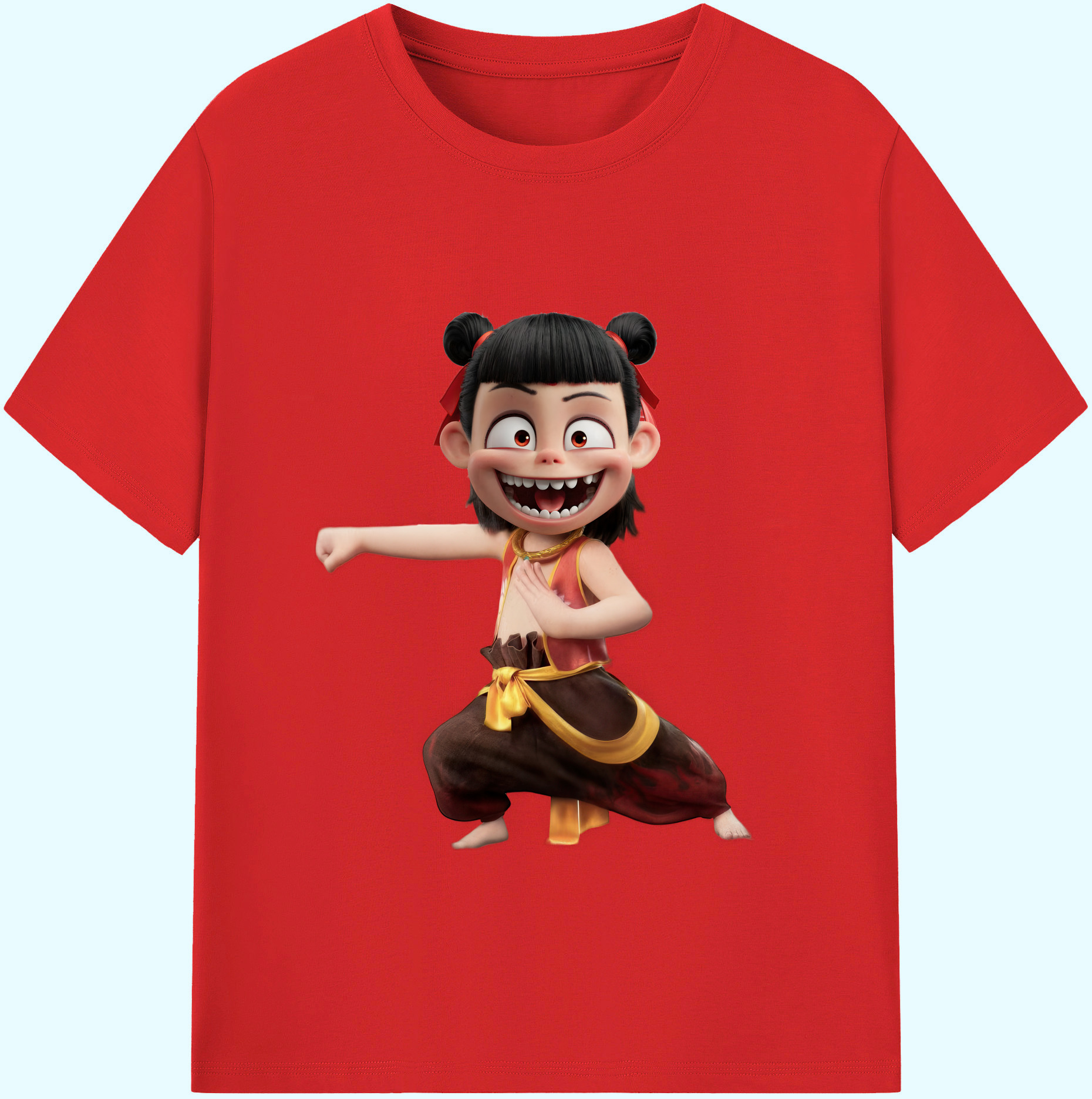（画像用） Ne Zha 2 ナタ 魔童の大暴れ 綿100％ メンズ半袖Tシャツ｜肌触りやわらか＆通気性
