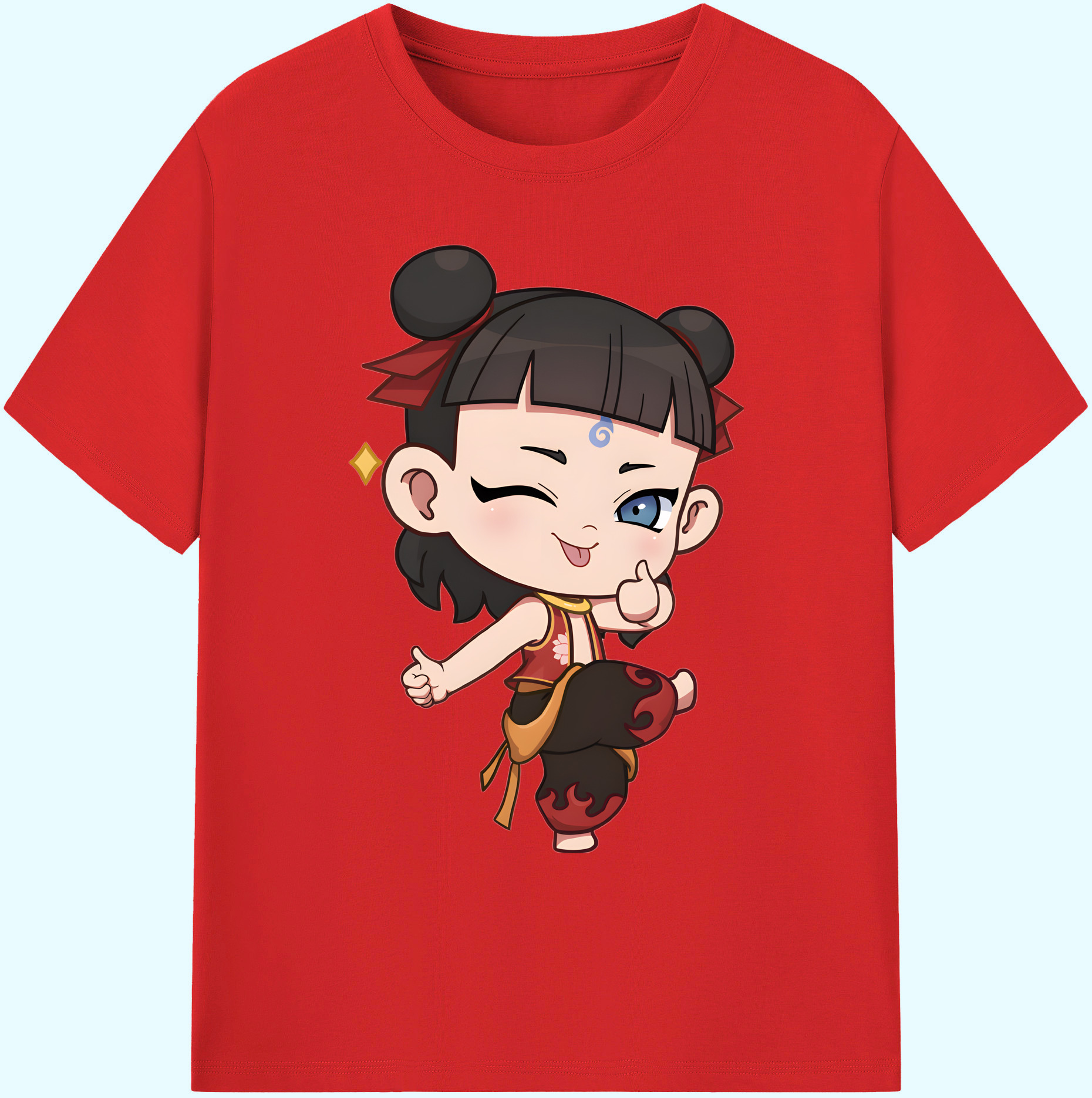 （画像用） Ne Zha 2 ナタ 魔童の大暴れ 綿100％ メンズ半袖Tシャツ｜肌触りやわらか＆通気性