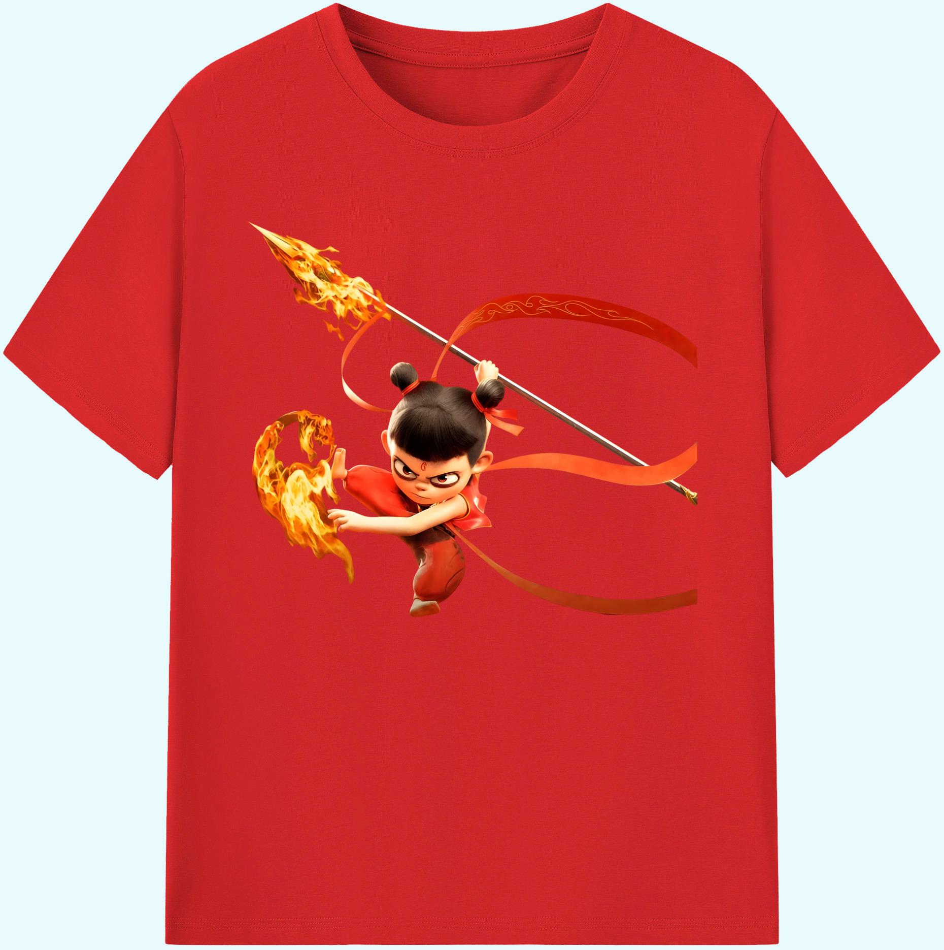 （画像用） Ne Zha 2 ナタ 魔童の大暴れ 綿100％ メンズ半袖Tシャツ｜肌触りやわらか＆通気性