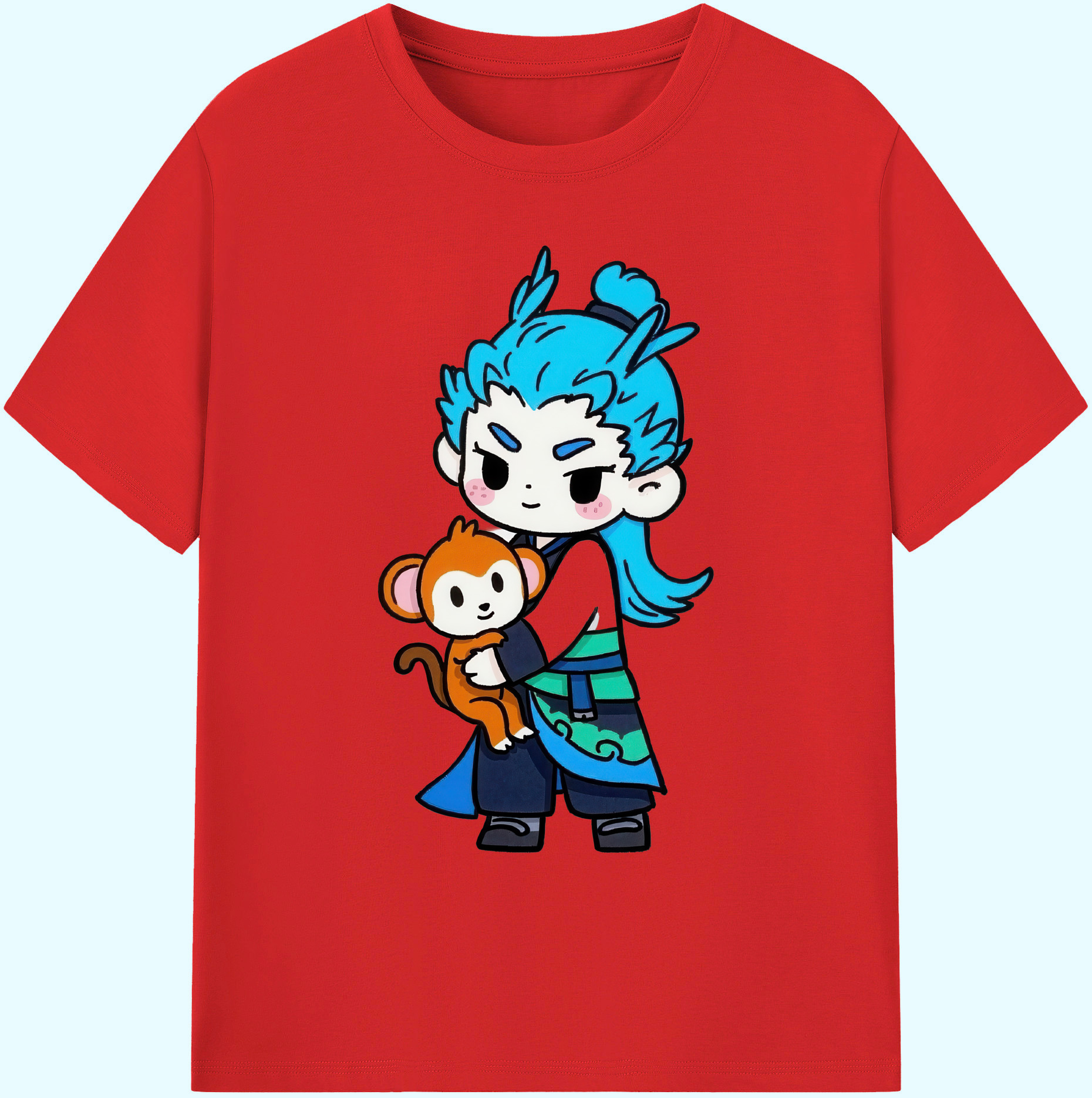 （画像用） Ne Zha 2 ナタ 魔童の大暴れ 綿100％ メンズ半袖Tシャツ｜肌触りやわらか＆通気性
