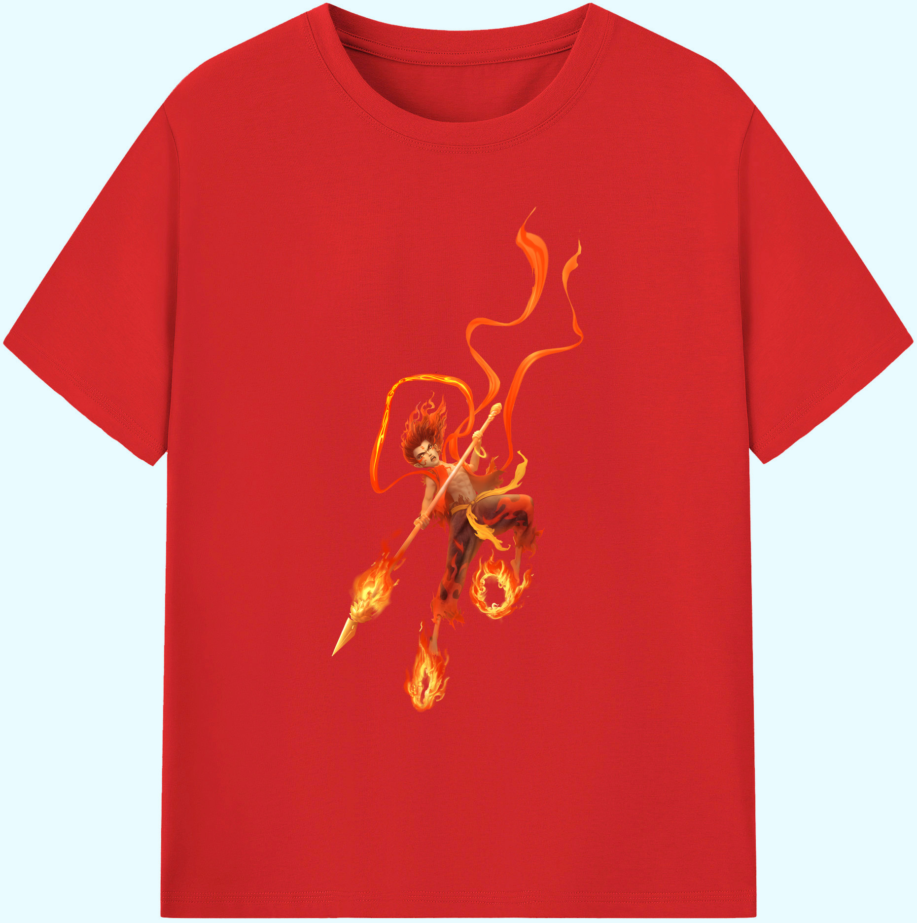 （画像用） Ne Zha 2 ナタ 魔童の大暴れ 綿100％ メンズ半袖Tシャツ｜肌触りやわらか＆通気性