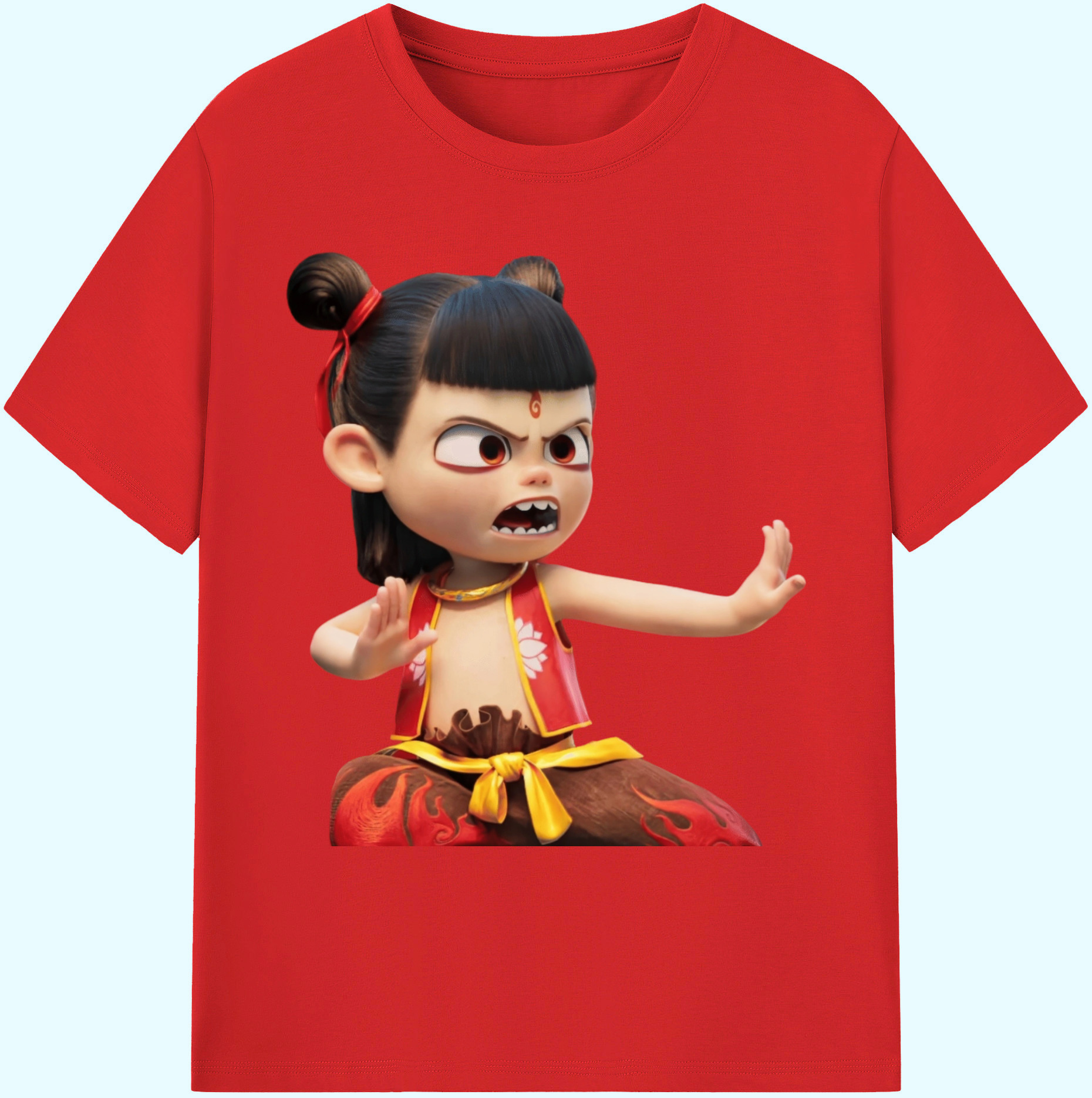 （画像用） Ne Zha 2 ナタ 魔童の大暴れ 綿100％ メンズ半袖Tシャツ｜肌触りやわらか＆通気性